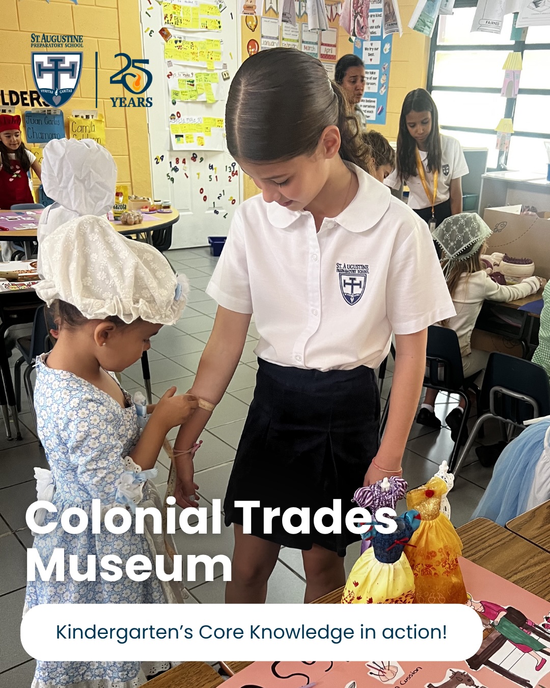 Millers, cobblers, farmers, weavers and so many others joined the Kindergarten Colonial Trades Museum!
This Core Knowledge Curriculum domain is one of many ways in which students are introduced to social studies and their connection to the real world.
Our students brought a colonial town to life with their presentations about townspeople and their livelihoods.
#GoDolphins #BuildingKnowledge #TopAcademicSchool