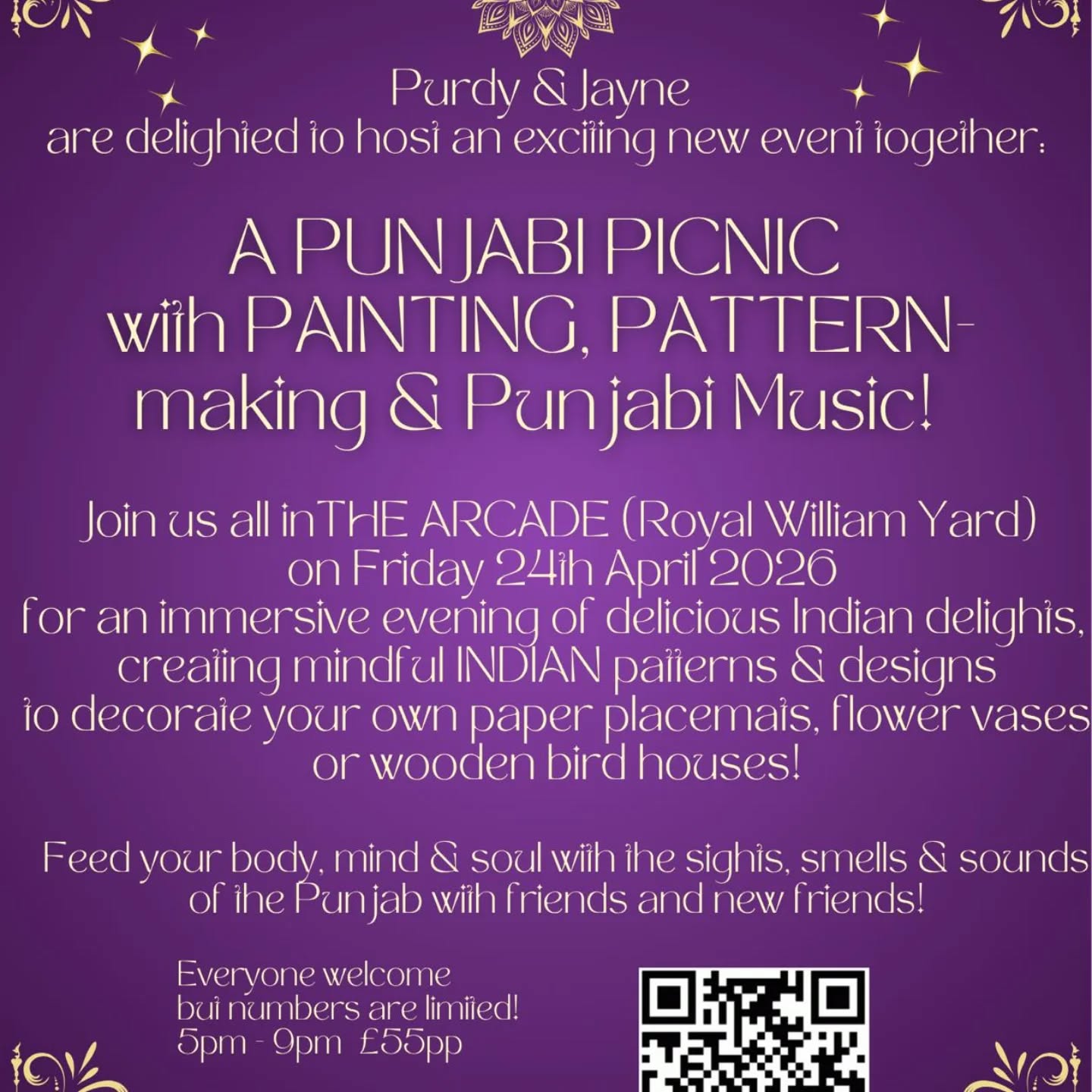 Come and join us for a delightful relaxing evening of Punjabi food, art and fun, at the Royal William Yard!