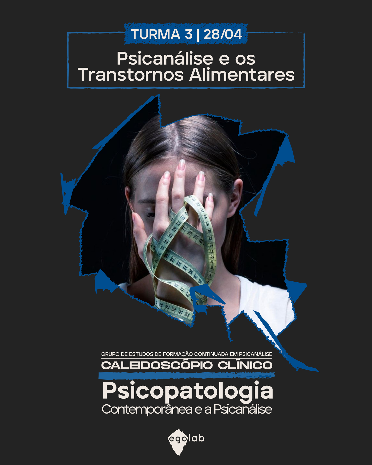 Grupo de Estudo de Formação Continuada em Psicanálise – Inscrições Abertas do Caleidoscópio Clínico! 🌀
Turma 3
Psicanálise e os Transtornos Alimentares
Trabalho com o Livro: Da Geladeira ao Divã - Monica Vianna
1º encontro — 28/04
As "Anas" e "Mias" as reflexões sobre transtornos alimentares, anorexia e bulimia
2º encontro — 05/05
Psicanálise e compulsão alimentar
3º encontro — 12/05
A Clinica dos transtornos alimentares.
4º encontro — 19/05
🎬 Análise do filme: A Baleia (2022)
Este semestre será dedicado ao estudo das psicopatologias contemporâneas à luz da psicanálise, interrogando as formas atuais de sofrimento psíquico que emergem em uma cultura marcada pela aceleração, pela exposição constante e pela busca de satisfação imediata.