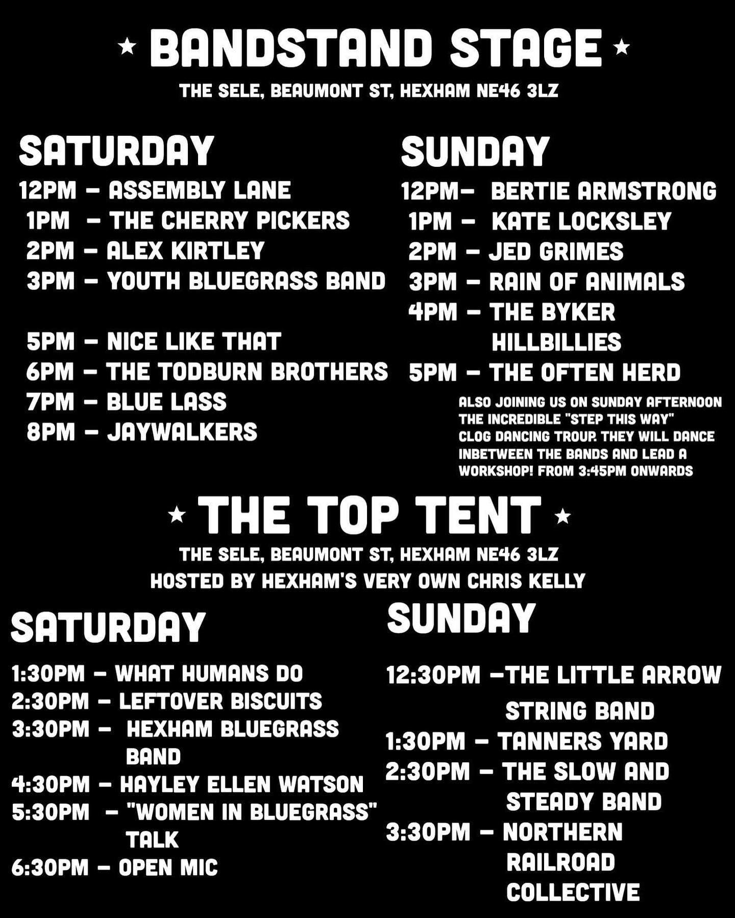 So so excited to say it’s festival weekend! Hours and hours of fantastic music, completely free to all of you! We can’t wait #hexham #visitnorthumberland #visithexham #livemusic #freemusic #bluegrass #banjo #mandolin #flatpicking #doublebass