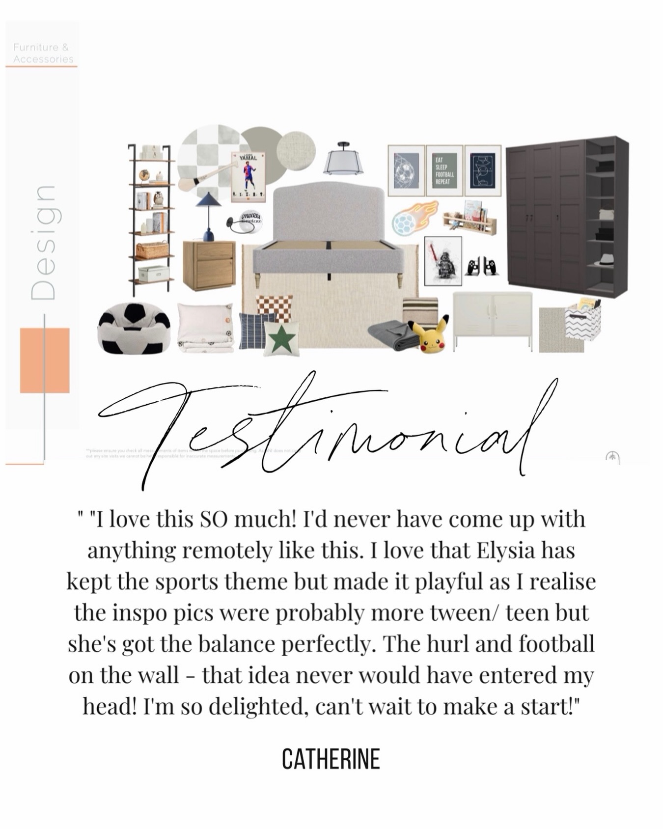 Happy client ✨
“I love this SO much! I’d never have come up with anything remotely like this. I love that Elysia has kept the sports theme but made it playful as I realise the inspo pics were probably more tween/ teen but she’s got the balance perfectly. The hurl and football on the wall - that idea never would have entered my head! I’m so delighted, can’t wait to make a start!”
… and that is why we love what we do!!
Would you like help bringing the magic to your kids spaces? We can help by creating designs that are easy for you to implement yourselves 🥰
Get in touch for more info - we just need your email address to send through the super simple next steps!