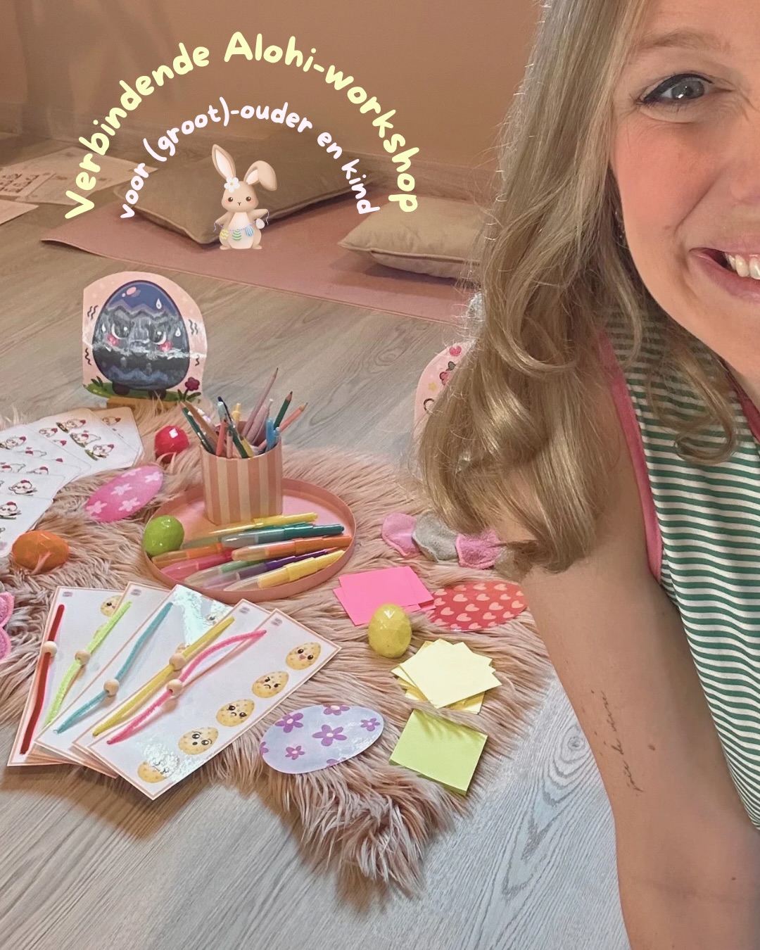 👀 Een verbindende Alohi ouder-kindworkshop, hoe ziet dat er dan uit, Sarah?
Die warmte probeer ik graag in beelden te vertalen 💛
Van deze workshop in thema Pasen is er nog 1 les komende zaterdag 11/4 om 10u30… En goed nieuws voor jou, want er is nog 1 plekje vrij 😍
