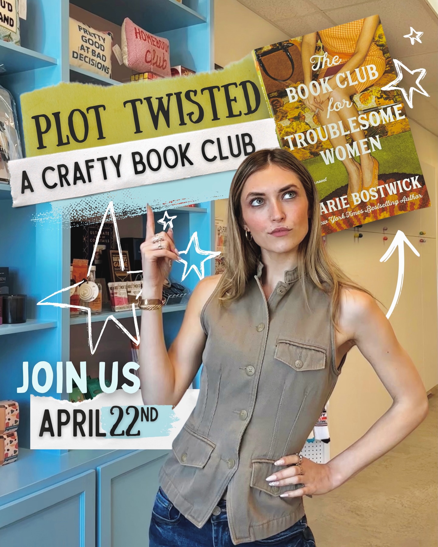 Hey! Looking for a creative and crafty outlet? Book a Spot at our "Plot Twisted DabbleLab Book Club" (LINK IN BIO) 👯♀️✨ Our first selection is The Book Club for Troublesome Women by @mariebostwick 👀 Dive into this amazing story and get to know these ladies, we bet you can relate.
We will be meeting at the lab on April 22nd to create a unique project inspired by our story’s themes 💖#districtdabblelab
#bethesdamd #shopsmall #craftstudio