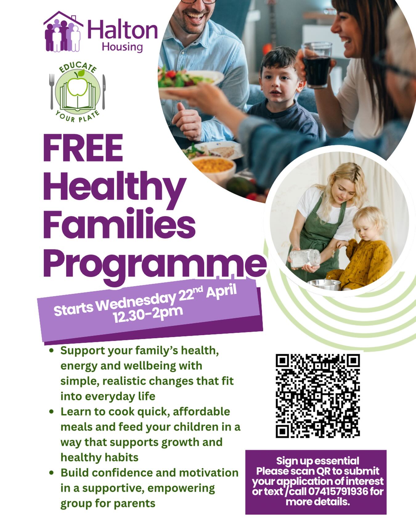 So excited to reveal the launch of a new project with @educate_your_plate and @haltonhousing_ 🍽️
A 6-week programme for parents and families to support better health, energy and habits at home.
What’s included?
✔ 5 weekly sessions (Wednesdays)
✔ Final session with children invited
✔ Weekly tasters
✔ Free ingredients + recipes to take home
✔ Practical, no-nonsense nutrition + family food support
We’ll cover everything from feeding your family well, building healthier habits, and understanding what really supports energy, weight and long-term health.
Priority for parents (mums & dads) living on Stewards Ave & Kingsway estates.
Programmes like this are so important – and it’s amazing to see @haltonhousing_ investing in the health of local families 💜
To apply, comment with your favourite emoji below (or drop @educate_your_plate a DM) and we’ll send you the link to apply 🔗
Alternatively, text 07415791936 for further details 📲