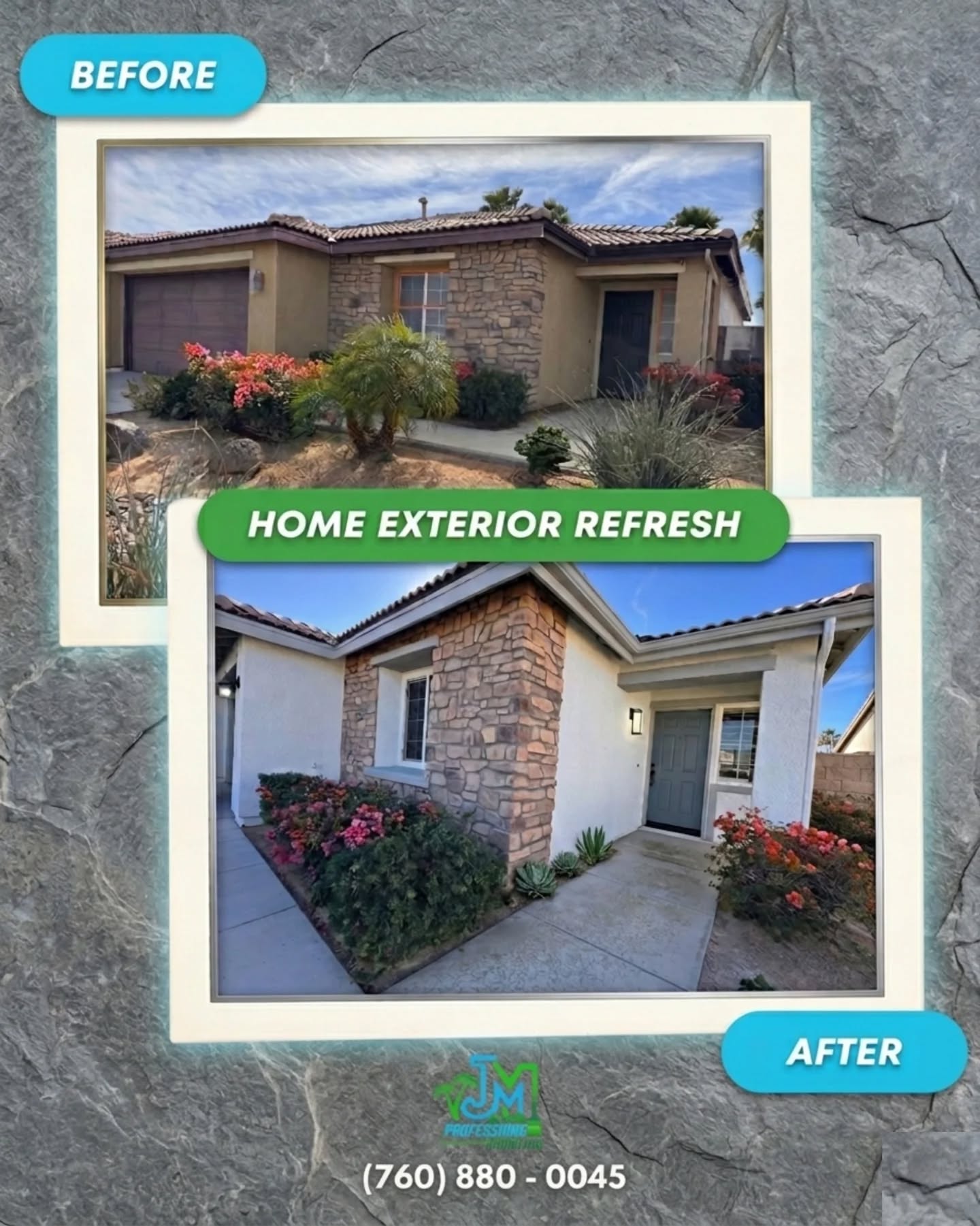 Nothing beats the feeling of coming home to a house that looks brand new. We took this exterior from weathered and dated to clean, modern, and bright!
What a difference a professional finish makes.
Is your home ready for a glow-up?
📞 Call or text us today at (760) 880-0045