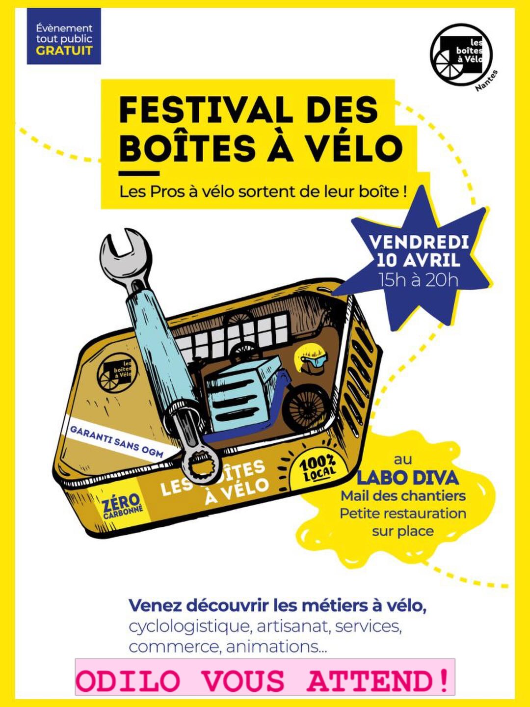 Chers Nantais, venez découvrir et essayer la remorque ODILO demain au Labo Diva juste à côté des machines de Nantes! 🥰