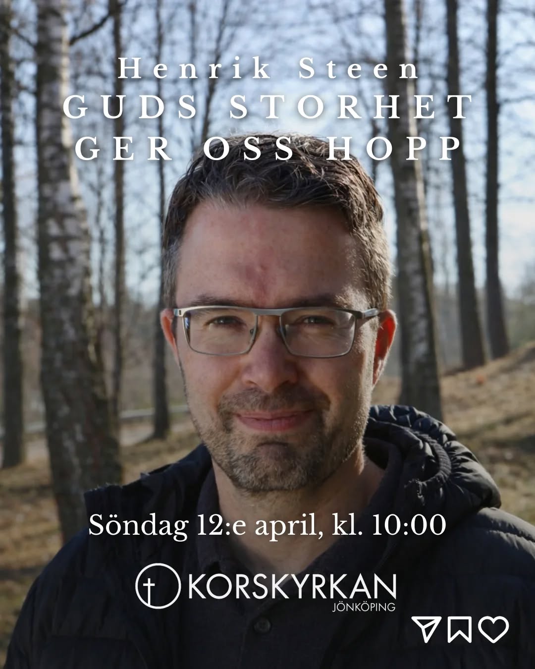 Henrik Steen predikar för oss i Korskyrkan ✨
Tema: Guds storhet ger oss hopp
📅 12 Apr 2026
🕕 kl 10:00
📍 Östra Storgatan 93, Jönköping
Varmt välkomna! 🤗