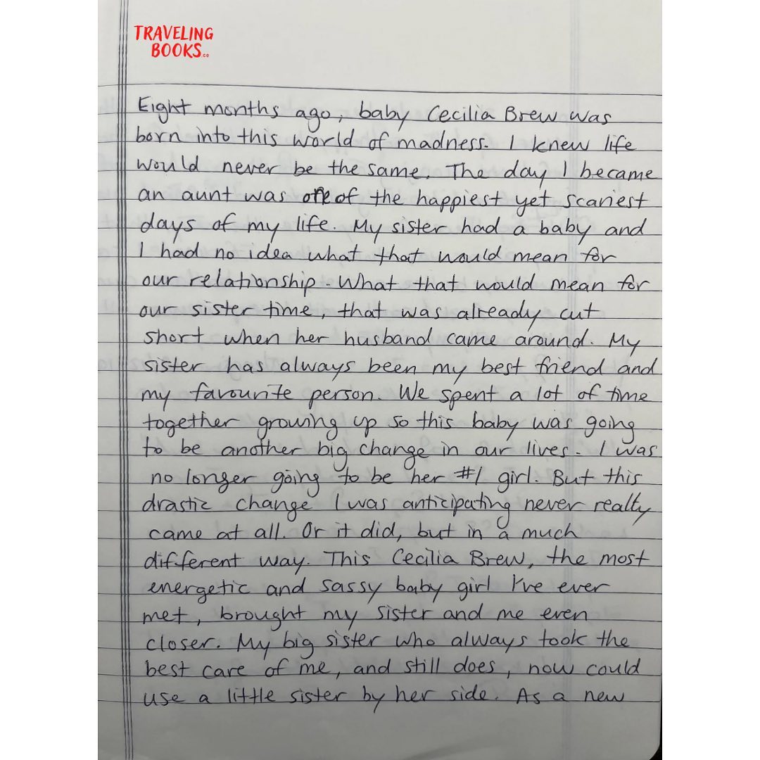 “10/12/2019
Eight months ago, baby Cecilia Brew was born into this world of madness. I knew life would never be the same. The day I became an aunt was one of the happiest yet scariest days of my life. My sister had a baby and I had no idea what that would mean for our relationship. What that would mean for our sister's time, that was already cut short when her husband came around. My sister has always been my best friend and my favourite person. We spent a lot of time together growing up so this baby was going to be another big change in our lives. I was no longer going to be her #1 girl. But this drastic change I was anticipating, never really came at all. Or it did, but in a much different way. This Cecilia Brew, the most energetic and sassy baby girl I’ve ever met, brought my sister and me even closer. My big sister who always took the best care of me, and still does, now could use a little sister by her side. As a new mom, she needs her sister's time more than ever. And I’m so happy to be there for both of them. Hanging out with them is one of my favourite things to do and I can’t wait to be there for my niece the way that my sister was always there for me. I can’t wait to be the coolest, most badass aunt ever. And I can’t wait to experience all this with my sister.
-Wengsi”
#travelingbooksproject #toronto