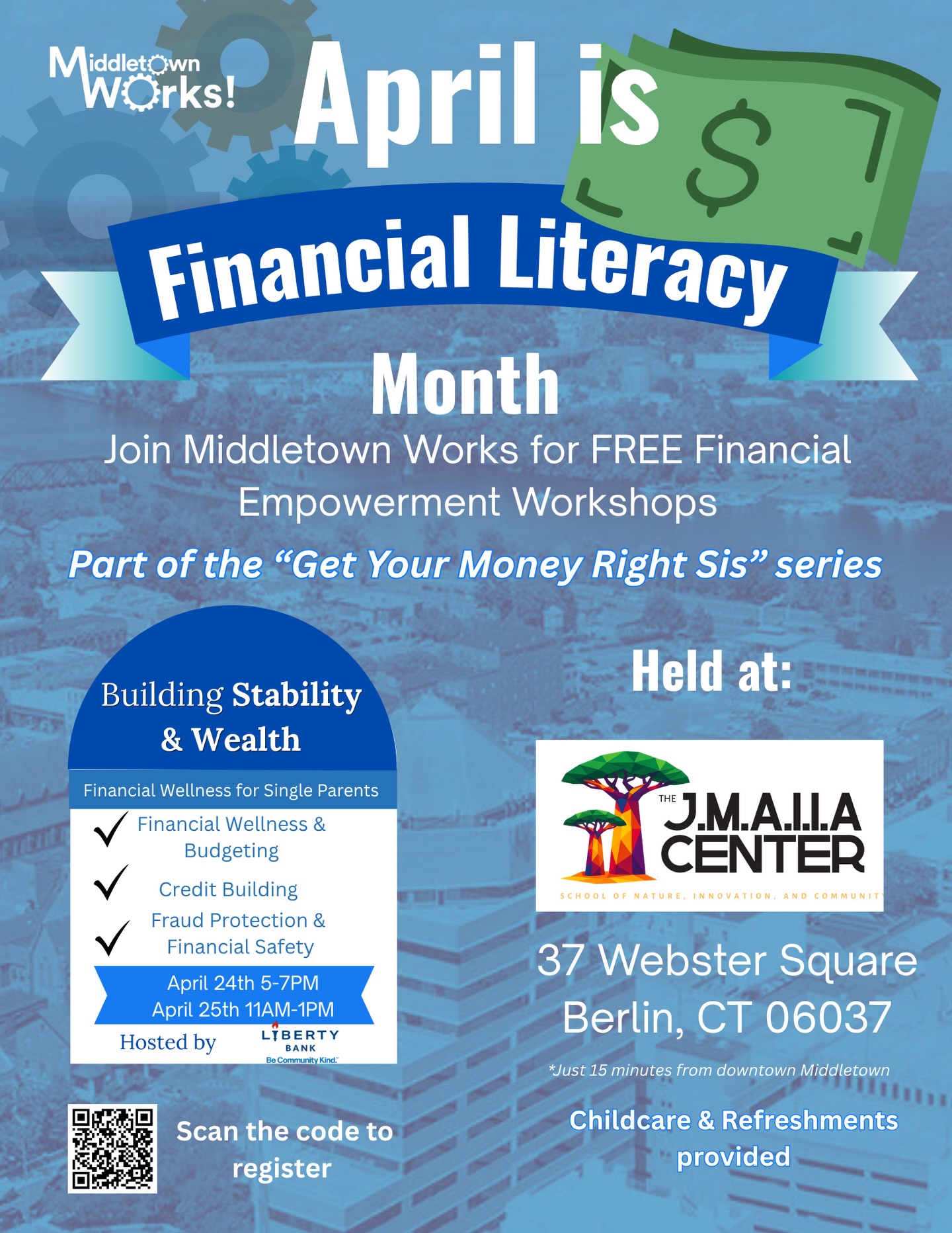 🏦Building Stability & Wealth starts here.
If you’re a single parent ready to take control of your finances and create more stability for your family, this workshop is for you.
✔ FREE Childcare provided
📍 JMAIIA Center, Berlin, CT
🗓 April 24 (5–7PM)
🗓 April 25 (11AM–1PM)
Scan the QR Code or
Register through the 🔗 in bio.
.
.
#FinancialLiteracy #SingleParentSupport #WealthBuilding #CommunityResources #MiddletownWorks