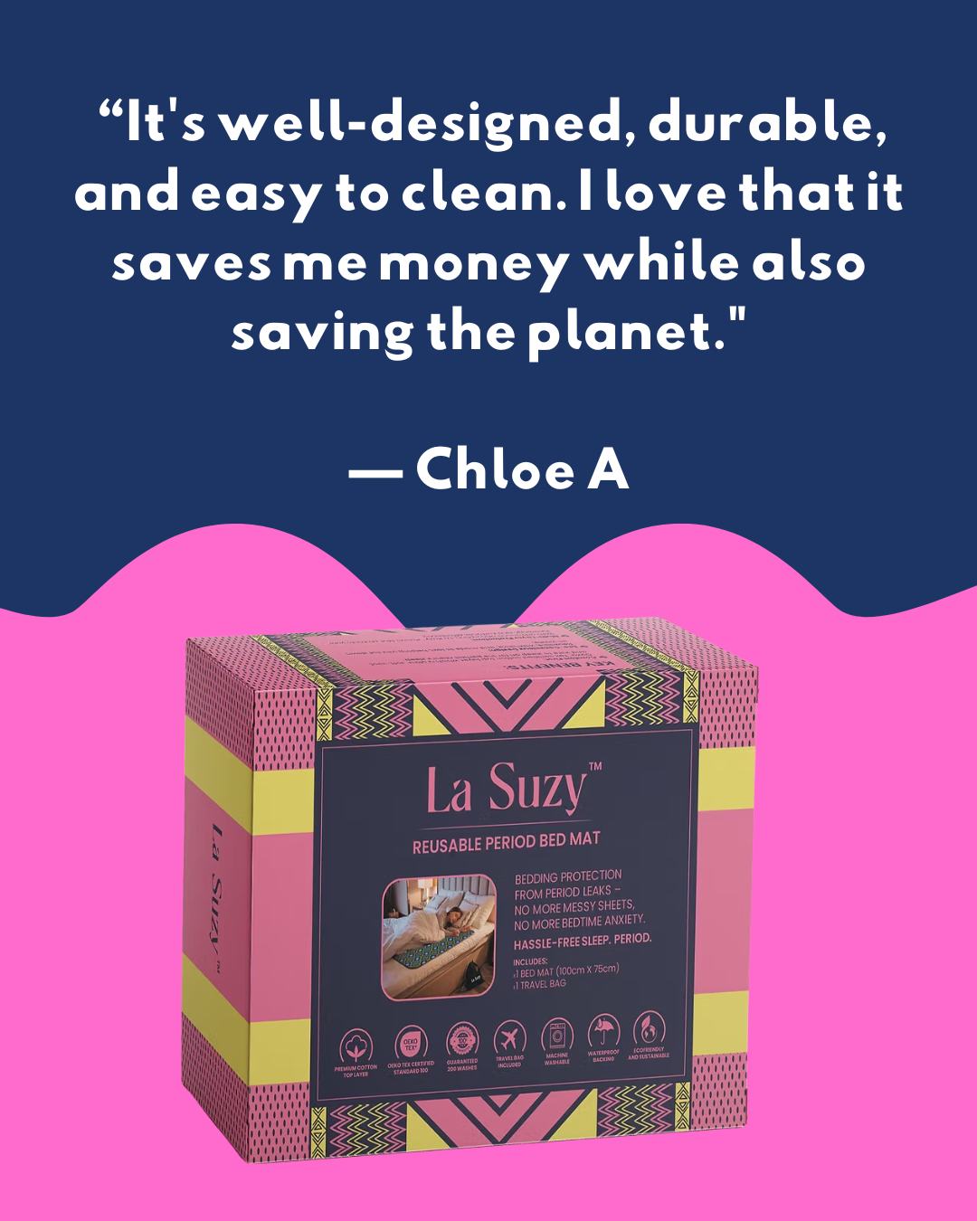 La Suzy Period Mats are specially designed with women in mind, offering reliable bedding protection from leaks and overflows during your menstrual cycle.
⭐️ ⭐️ ⭐️
#LaSuzy #PeriodProud #SustainablePeriods #BetterPeriods #MenstrualHealth #PeriodTalk #SustainablePeriods #PeriodCare #ReusablePeriodMat #EcoFriendlyLiving #PeriodRevolution #PeriodPositivity #SelfCare #WomenEmpowerment #HealthAndWellness #FeminineCare #MenstrualHealth #PeriodTalk #EndPeriodPoverty #PeriodProblems #PeriodSupport #ThatTimeOfTheMonth #CycleSyncing #PeriodStruggles #PMSRelief #FlowWithConfidence