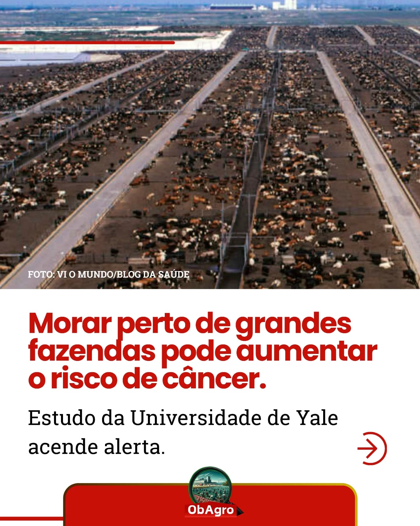 🚨 Um estudo da Universidade de Yale trouxe um alerta importante: morar próximo a grandes fazendas pode estar associado a um aumento no risco de câncer.
A pesquisa, feita nos EUA identificou que regiões com maior concentração de produção agroindustrial apresentaram taxas mais altas da doença, possivelmente relacionadas à exposição a poluentes do ar, resíduos da produção e contaminação da água.
Entre os fatores apontados estão a liberação de gases, partículas e nitrato — substâncias que podem afetar o organismo humano e estão associadas a processos inflamatórios e ao desenvolvimento de doenças.
O ponto central não é um caso isolado, mas um padrão que conecta produção, ambiente e saúde. Isso amplia o debate:não se trata apenas da saúde de quem trabalha diretamente no setor, mas também das comunidades que vivem ao redor dessas áreas.
No Brasil, onde o agronegócio cresce rapidamente, esse tema precisa ser acompanhado com atenção.
Confira a notícia completa no site do Obagro e compartilhe!
#SaúdeDoTrabalhador #Agrotoxicos #SaúdeAmbiental #SaúdeColetiva #VigilânciaEmSaúde Agronegócio MeioAmbiente Câncer Obagro SaúdePublica