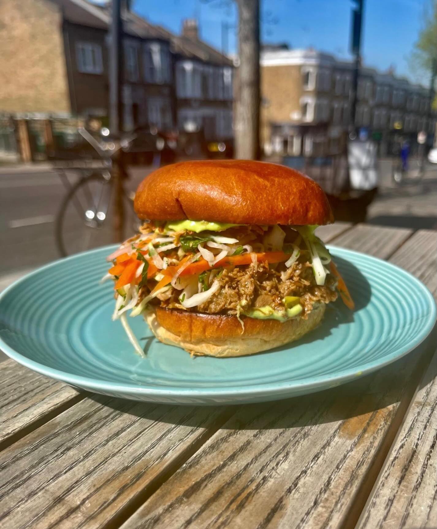 We’ve a belting @swaledalebutchers roast lamb shoulder, wild garlic mayo, coleslaw & crispy shallot burger on for lunch until at least next week. Struggling to not eat them all in house.