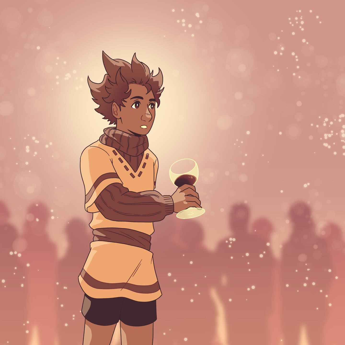 Edge’s motivations in the current chapter have (mostly) revolved around food and drink 🙂↕️🍷🍲
Clear version of the Chapter 4 (Part 3) promo image - I just took some of the finished comic art and added colour ✌️insert something about “working smarter, not harder” here