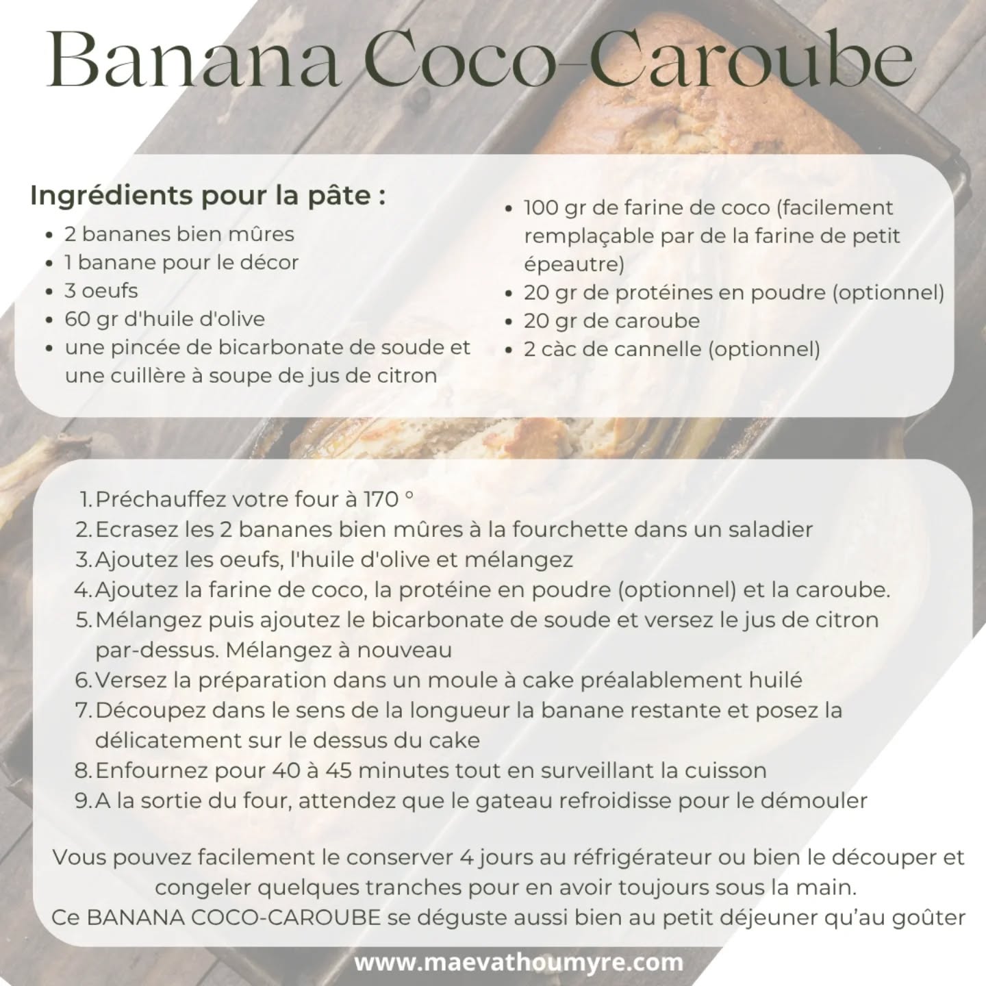 Une recette de banana coco-caroube
Sans gluten, sans beurre, sans sucre et hyper gourmand 😋
La recette est facile à réaliser et même avec les enfants.
J'adore le 🍫, non je surkiffe le 🍫 mais j'aime beaucoup moins sont effet excitant. Alors la caroube est une excellente alternative car pas theobromine, pas d'excitant et donc un vrai plaisir sans fatiguer le corps. La caroube vient du site @lafourchebio
Ici pas de sucre, juste le sucre de la 🍌.
J'ai aussi ajouté des protéines de @sundaynatural_france mais c'est totalement optionnel. Vous pouvez aussi ajouter de la poudre d'amandes et de noisettes.
Pour la cuisson j'utilise toujours le @vitaliseur mais c'est aussi une recette que vous pouvez faire au four.
Un goûter idéal pour les petits et les grands. Ici il n'aura pas fallu longtemps pour que le plat soit vidé.
➡️ Dites moi en commentaire si vous avez réalisé cette recette et surtout ce que vous en avez pensé
#sansglutenpâtisserie #cakesansgluten #gouterproteiné