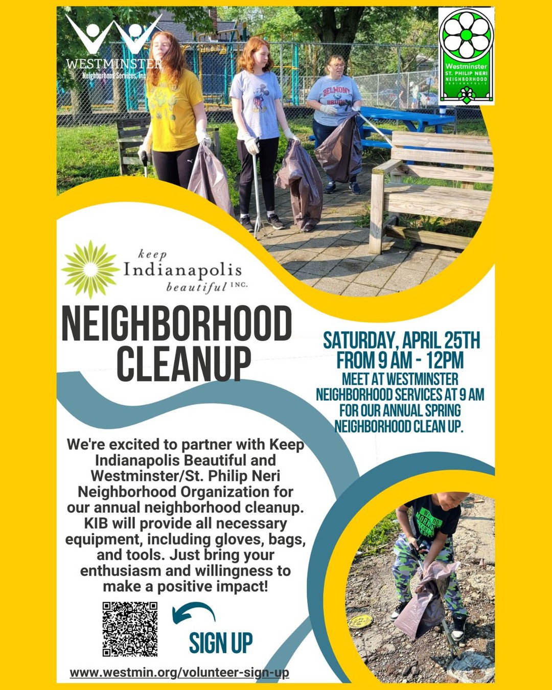 Grab your gloves and join us for a Neighborhood Cleanup on the Near Eastside. š§¤
On April 25, volunteers will gather at Westminster Neighborhood Services at 9 AM to help clean and beautify the surrounding neighborhood alongside Keep Indianapolis Beautiful and the Westminster/St. Philip Neri Neighborhood Organization.
All supplies are provided. We just need you! Sign up today at the link in our bio.