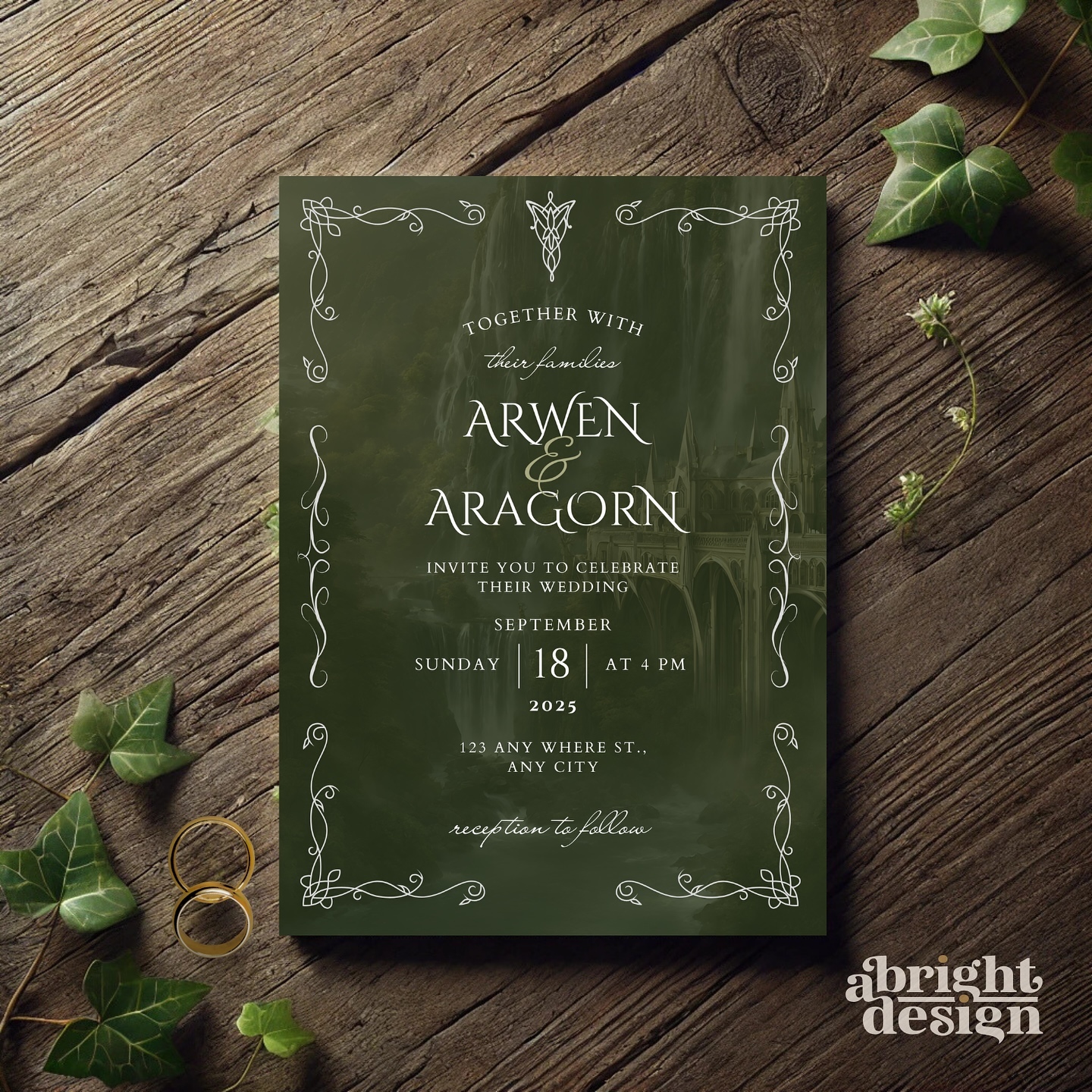 Elvish Wedding Invitation 🍃 Printable Instant Download | Matches Elvish Wedding Invitation Set
Designed for couples who want to add a touch of magic to their big day, this Elvish-inspired invitation evokes the timeless beauty of ancient forests and elegant fantasy realms. Whether you’re planning an outdoor wedding or a themed celebration, this invitation sets the perfect tone for your enchanted event.
You can find this template in my stories or comment and I’ll send it directly! Or… visit:
abrightdesignstudio.etsy.com
#elvishwedding #elvishweddingstationery #fantasywedding #fantasyweddinginspiration #fantasyweddinginvitation