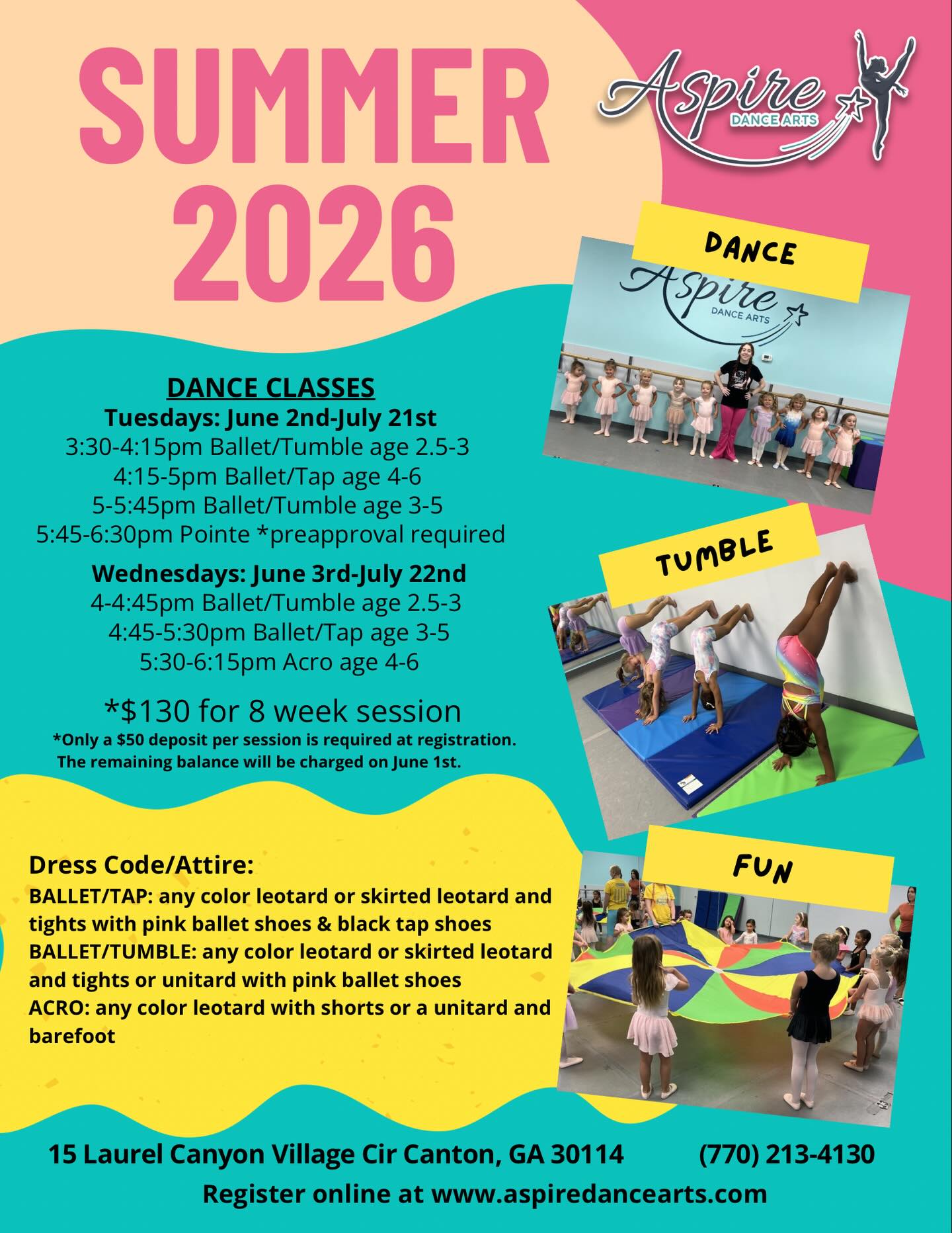 ☀️🩰💃🎤Come dance and sing at Aspire this summer!! We have fun camps, intensives, and 8 week summer classes happening. Spots are limited so register online today!
.
.
.
#summercamps #summer2026 #dancesingact #ballgroundga #cantonga