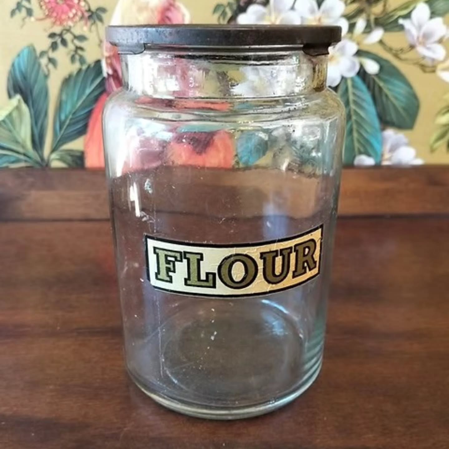 Vintage Glass Flour Storage Jar with Metal Lid A lovely old kitchen storage jar | https://share.google/RTBuh7pebONNE9Vtd #stufftoyouandme