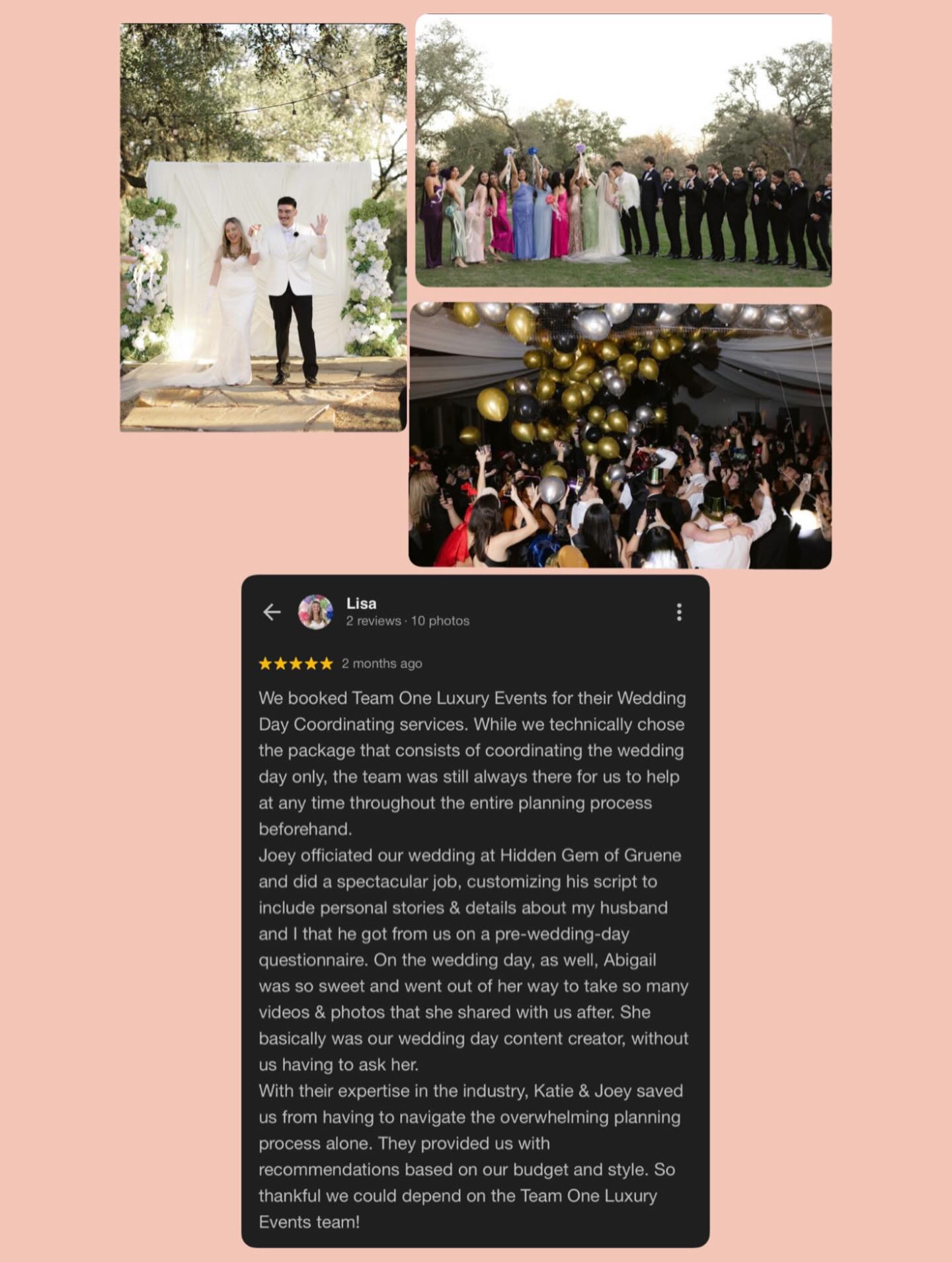 ✨ Wedding Review Wednesday ✨
Our first ever NYE wedding! Hearing how supported our couples feel means everything to us 🤍 From planning to the little in between moments, we’re there for it all.
Lisa, thank you for trusting us with your day 🥂
Planning your wedding? Let’s make it stress free & unforgettable ✨
📍 Serving couples across Texas & Florida
#nyewedding #texasweddingplanner #floridaweddingplanner #weddingdiaries #weddingblog