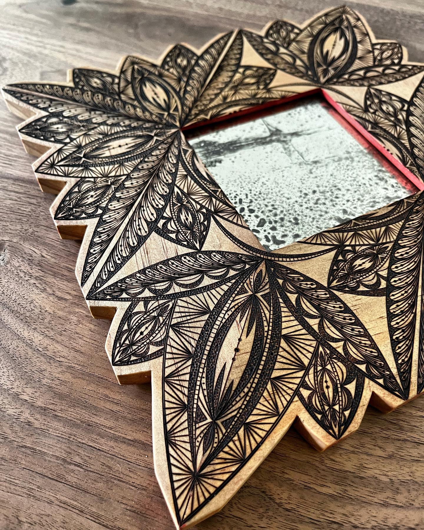 And another one ⚡️ This is the sister mirror to the other one I posted a few weeks ago, although this one definitely confused me more during the burning process 😵💫 Guess I like challenging myself! Keeps it interesting 😝
.
This one features a Labradorite inlay, a powerful stone of transformation, it increases strength of will and inner worth ✨
.
.
.
.
.
#kcapurasdesign #pyrography #pyrographyart #pyrographyartist #woodart #woodartist #woodburning #woodburningartist #woodburningart #woodporn #burnedbyhand #freehand #abstract #abstractart #woodcraft #originaldesign #oneofakind #femalewoodworker #naturalstyle #homedecor #boho #bohohome #statementpiece #wallart #mirror #artofinstagram #artporn #michigan #localartist @razertip @odiesoil