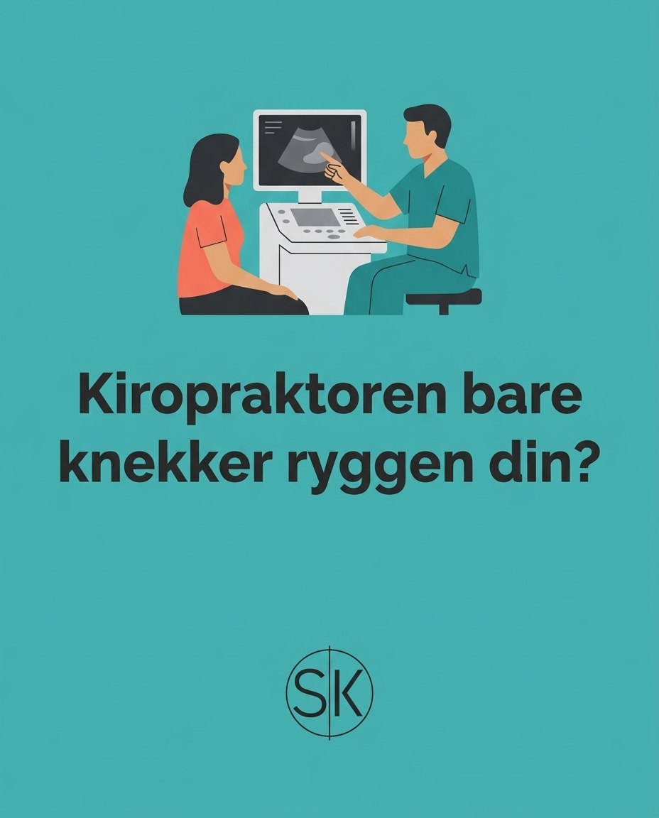 “Dere bare knekker litt i ryggen, sant?” 🤔
Vi gjør en grundig vurdering med samtale, undersøkelse – og noen ganger ultralyd eller utstyr for svimmelhet. 🔍
Derfra lager vi en plan med behandling, øvelser og tett oppfølging tilpasset deg. 📋
Den moderne kiropraktoren har fokus på å forstå problemet – ikke bare behandle symptomet. 💡
