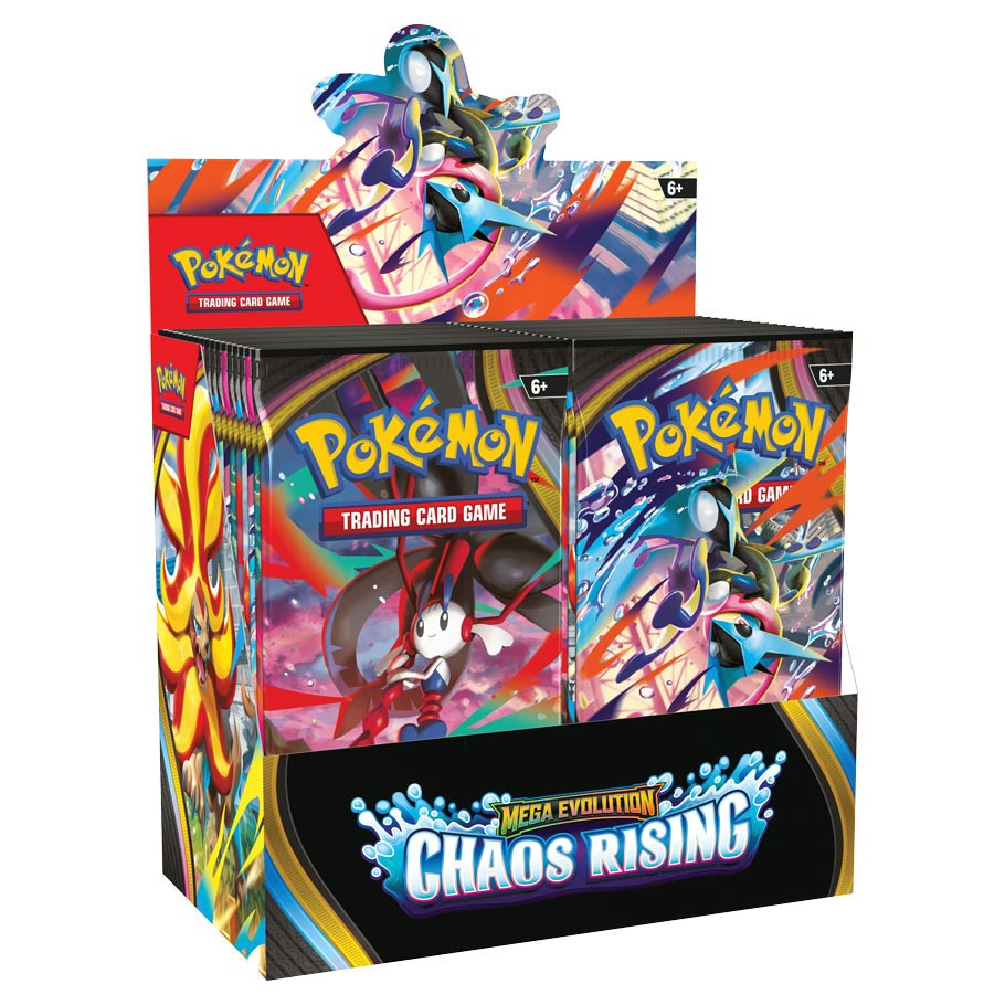 Chaos Rising Enhanced Booster Box is here — unleash Mega Evolutions and chase those rare illustrated cards! Over 120 cards inside including powerful Mega Pokémon ex. Limited stock — Link in Bio #PokemonTCG #ChaosRising #TCG #PokemonCollectors #BoosterBox #LinkInBio