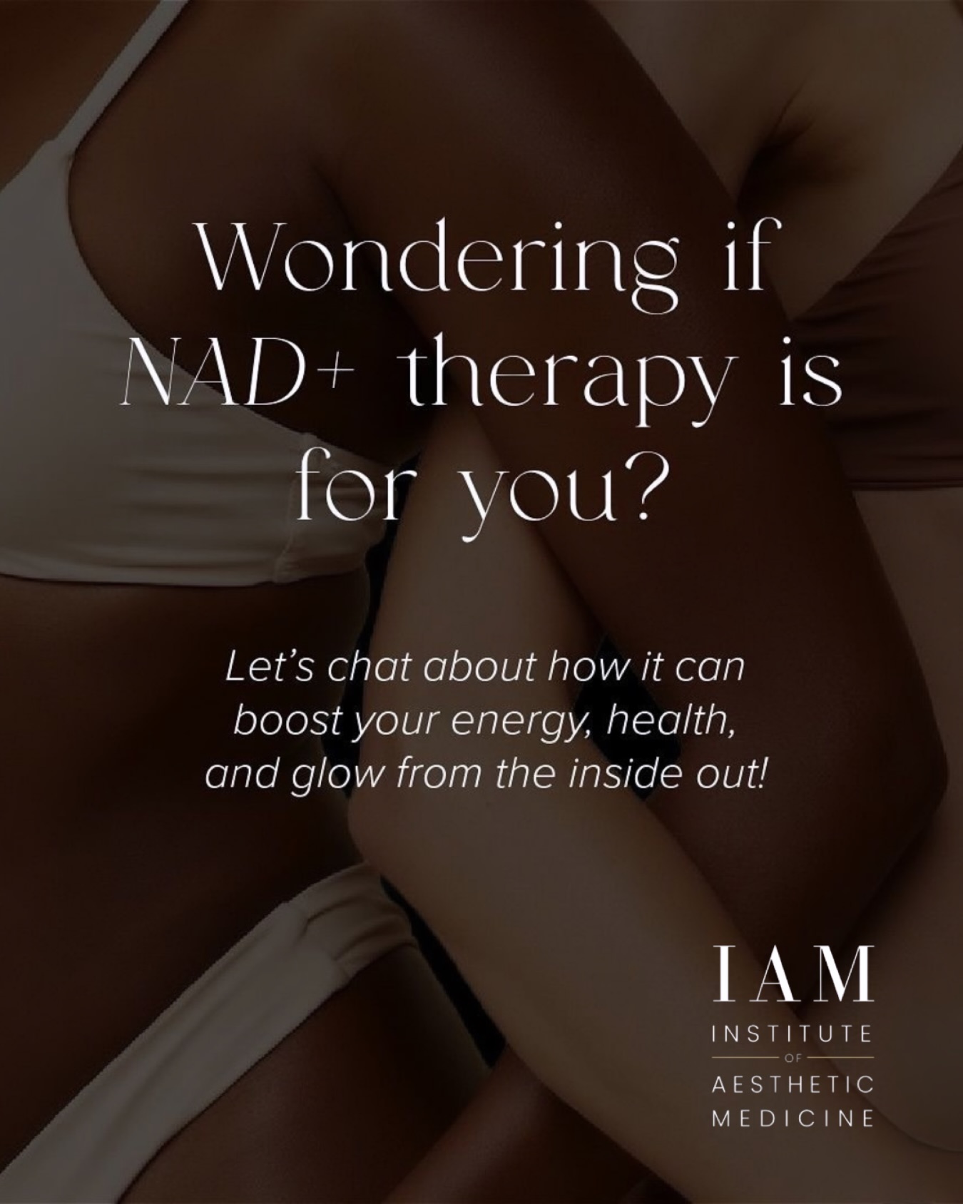 Wondering if NAD+ is your missing link?
At IAM, we don’t chase trends—we deliver science-backed optimization designed for how you want to feel.
Think elevated energy.
Sharper focus.
Radiant, lit-from-within skin.
NAD+ therapy works at the cellular level to support repair, metabolism, and longevity—because true luxury is feeling as good as you look.
This is wellness, redefined.
Now available at our Berlin + Milton locations.
Your glow starts from within. ✨
#IAMluxe #NADtherapy #AgelessByDesign #WellnessElevated #LuxeLongevity GlowFromWithin IAMexperience