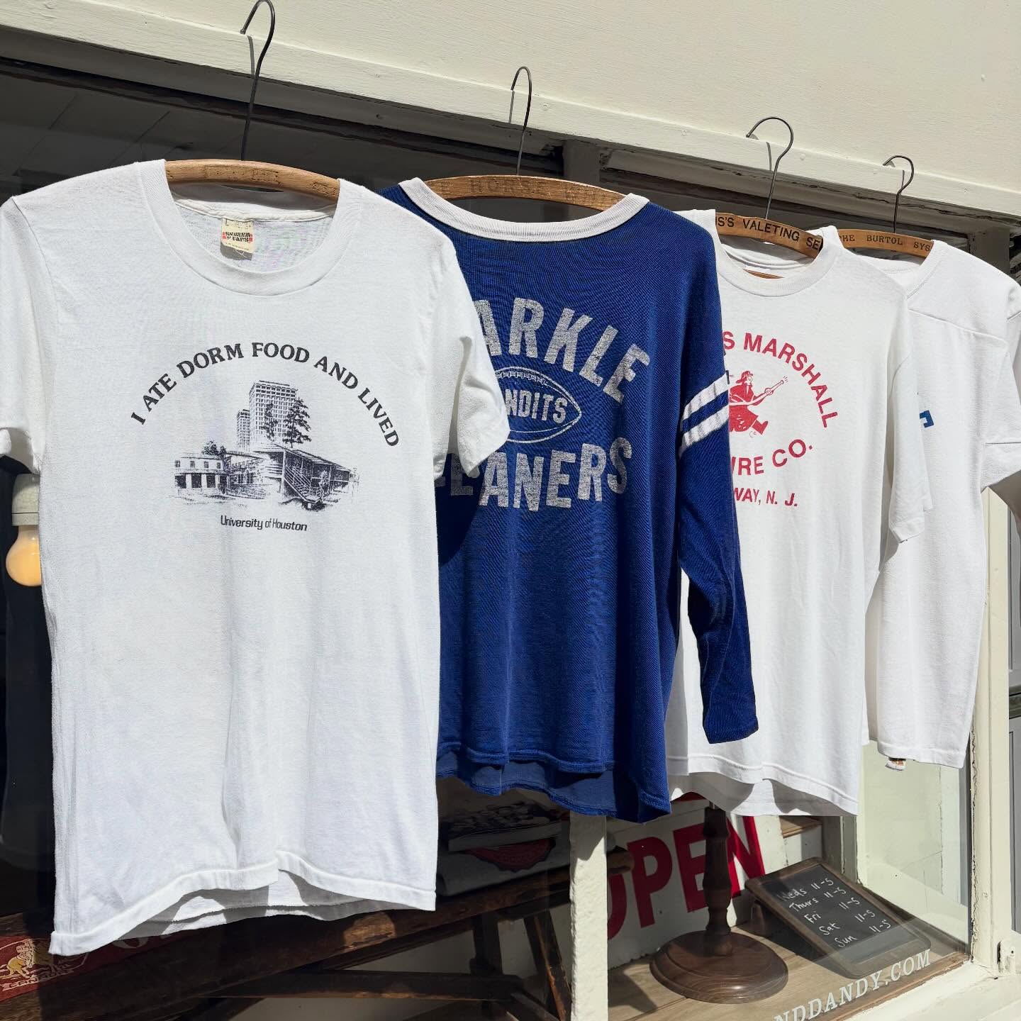 The sun is shining and it’s the perfect day to stroll around Old Town Hastings!
Here we have a selection of vintage tee- shirts and sports shirts currently available at Bobby & Dandy ✌🏻
Most of our vintage tees are at least 40 years old! We love the character and charm of these rare older pieces.
#vintageteeshirt #singlestitchtshirt #singlestitch #vintagepaperthin #hastingsoldtown