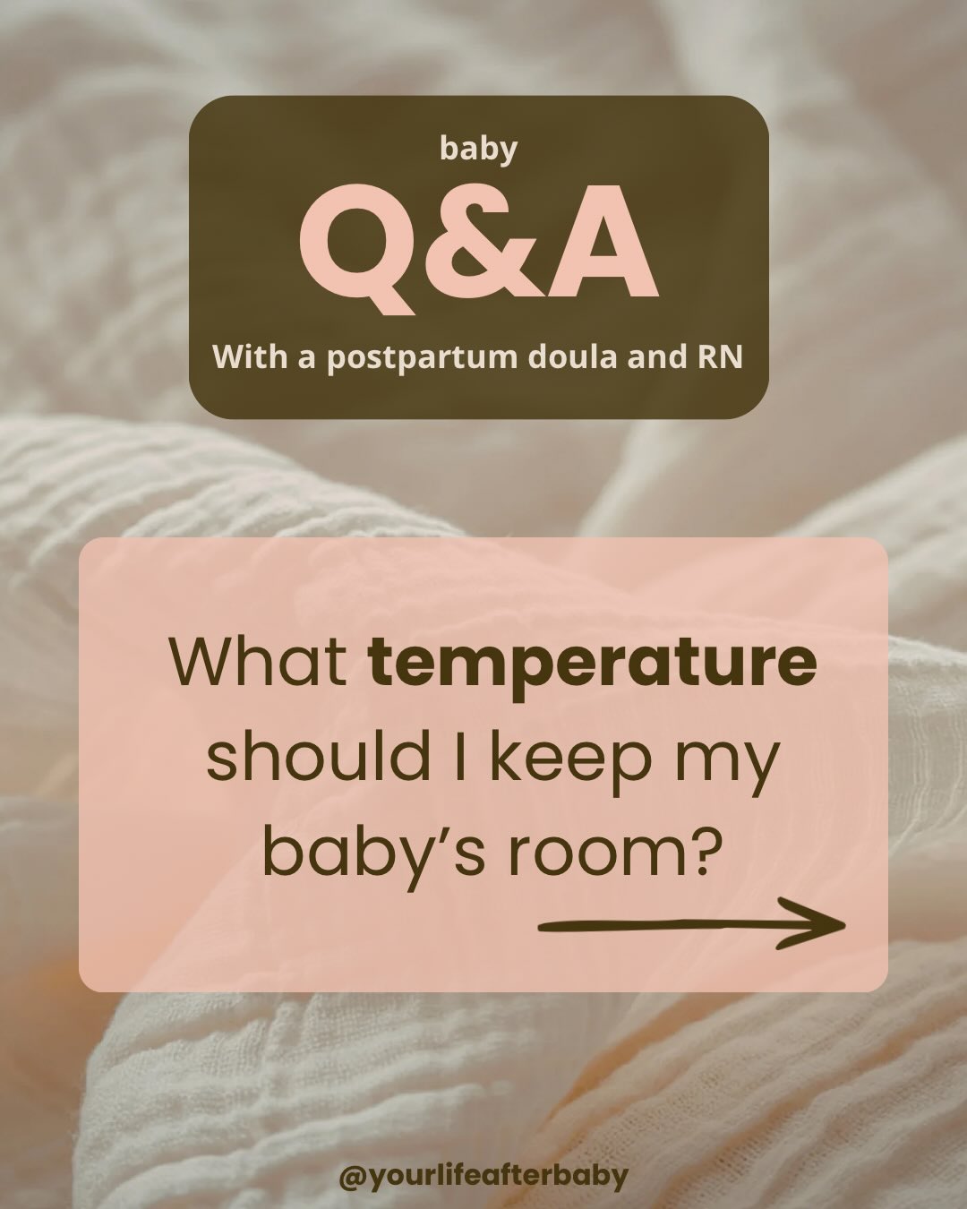 This is THE top question I get from parents and luckily it’s not something to worry too much about!
We DO need to help babies regulate their body temperature but it’s not worth overthinking. Babies should wear one more layer than the adults around them- keeping in mind that if you’re postpartum you may feel extra toasty from that hormone drop. As long as the temp is within a reasonably comfortable range, you’re good! One less thing on your list to worry about.
Hot tips though- 1. Hats are no longer recommended indoors after the first few days of life. 2. Fully covering baby’s stroller with a blanket can increase the temperature significantly on a hot day.