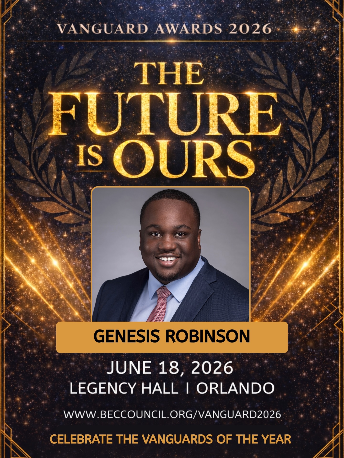 We are proud to honor Genesis Robinson as our Vanguard of Community Advocacy at the 2026 Vanguard Awards.
As Executive Director of Equal Ground, Genesis leads one of Florida’s leading Black-led civic engagement organizations, driving voter education, advocacy, and community awareness across the state. His work ensures that people understand the process, know their voice matters, and have the tools to participate.
From his early work in Congress to leadership across Florida, Genesis has remained committed to building stronger, more informed communities. He has helped shape policy, expand access, and create pathways for people to be active participants in the decisions that affect their lives.
Join us as we celebrate Genesis Robinson and leaders who are standing in the gap and advocating for our communities every day.
Secure your table or ticket today:
www.beccouncil.org/vanguard2026
Be in the room. This is what advocacy in action looks like.