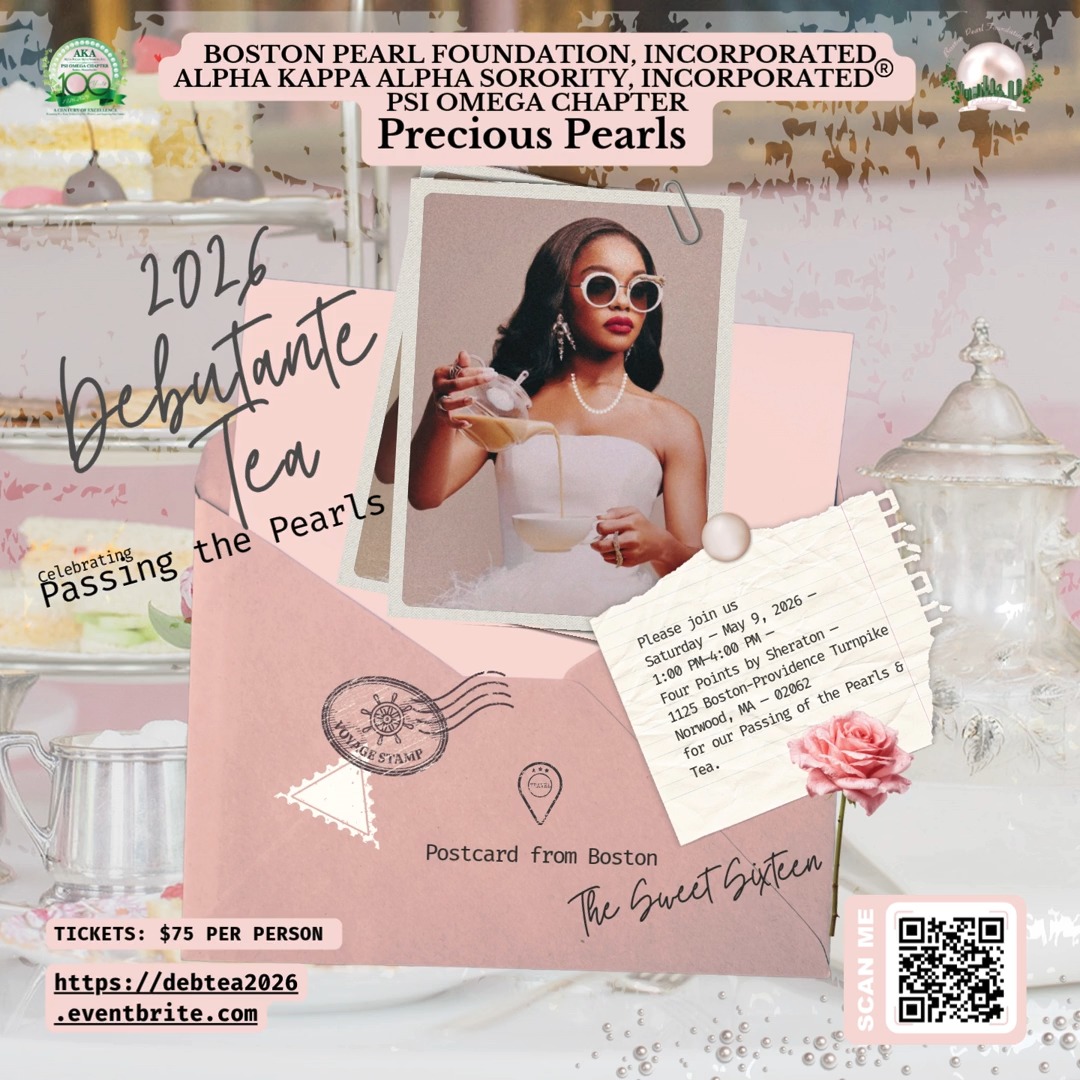 You are cordially invited to witness a milestone of grace and sisterhood. Please join the Boston Pearl Foundation, Inc. and the Psi Omega Chapter of Alpha Kappa Alpha Sorority, Inc.® for our Precious Pearls Debutante Tea and Passing of the Pearls Ceremony.
We look forward to celebrating "The Sweet Sixteen" as they embark on this beautiful new chapter.
Date: Saturday, May 9, 2026
Time: 1:00 PM – 4:00 PM
Location: Four Points by Sheraton | 1125 Boston-Providence Turnpike, Norwood, MA
Tickets: $75 per person
Link in Bio: debtea2026.eventbrite.com
#PassingOfThePearls #DebutanteTea #PsiOmega #AlphaKappaAlpha #BostonDebEvents #BostonPearlFoundation #DebTeaParty