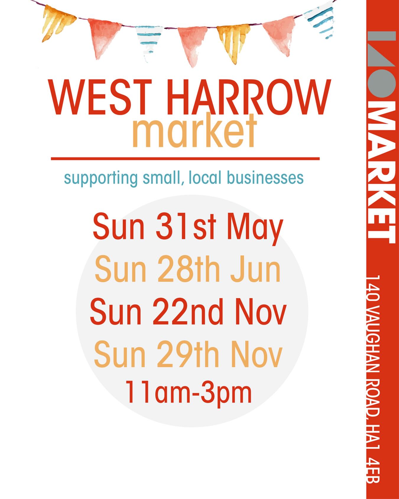 2026 MARKET DATES FOR YOUR DIARY! 📅
Show love. Shop small 🛒❤️
Sunday 31st May / 11am-3pm
Sunday 28th June / 11am-3pm
Sunday 22nd November / 11am-3pm
Sunday 29th November /11am-3pm
As ever, joining us at each market will be an array of fantastic small businesses, and it’s an excellent opportunity to pick up some wonderful and unique items.
Please share amongst your local friends 🙏
Ps, if you are a local business and would be interested in a stall, please feel free to email us: hello@onefortyharrow.com
#westharrow #harrowonthehill #smallbusiness #showloveshopsmall #localmarket
