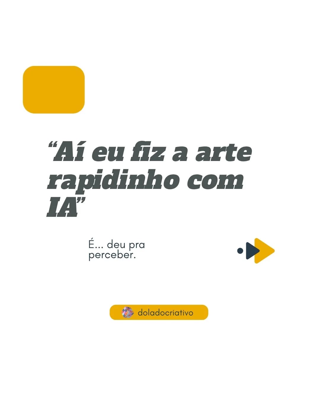Ninguém esquece uma peça dessas... pelo trauma. 😨 E é assim que MUITA marca comunica sem perceber.🫣
Mas respira porque esse é um post que agride… mas educa.😇
Do Lado Criativo | Sempre do lado das ideias.
doladocriativo.com
+55 71 98205-3636
Sites | Redes Sociais | Branding | Estratégia