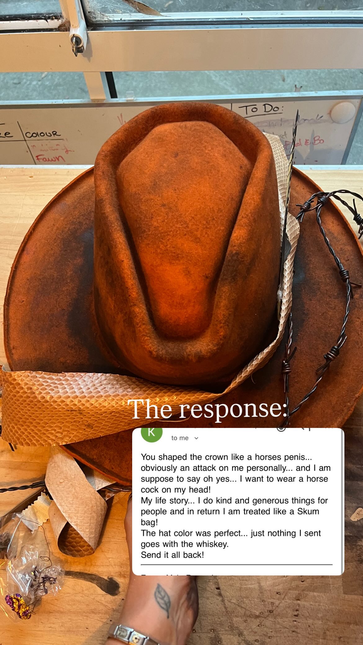 POV: making a horse c*ck hat. Winner announced tomorrow!!!