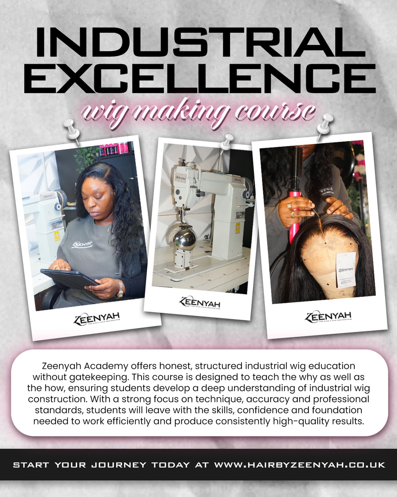 🧵✨ Ready to go from curious to confident? Our Industrial Excellence Wig Making Course was built for YOU.
Whether you’re brand new to wigs or a stylist ready to level up, we teach the why behind every technique, not just the how. No gatekeeping. Just real skills, real results. Don’t waste your time waiting, apply today. BECOME YOUR OWN BOSS X
📲 Start your journey → www.hairbyzeenyah.co.uk
-
#wiglife #wigmaker #wigmakingclass #wigmakingclasses #wigbusiness