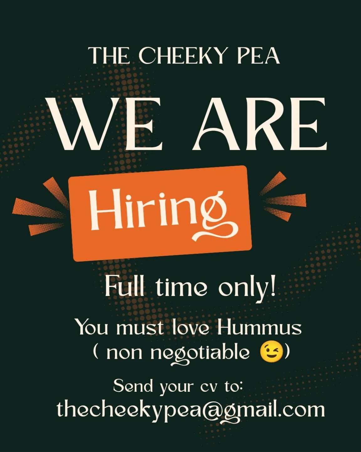 Very serious about the Hummus part!