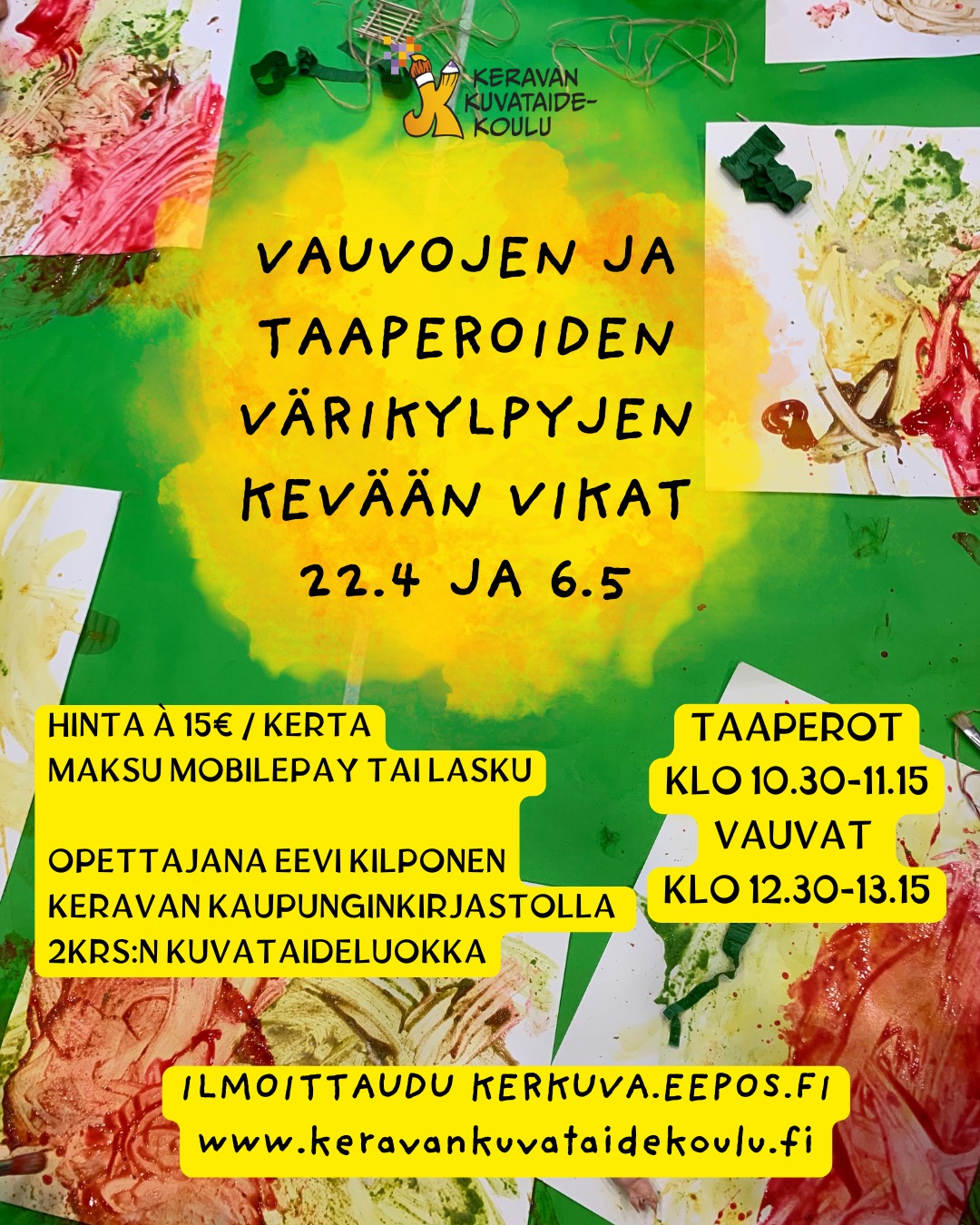 Vielä kaksi värikylpyä jäljellä tälle keväälle! Käy ilmoittautumassa mukaan osoitteessa kerkuva.eepos.fi #värikylpy #vauvat #taaperot #kerava