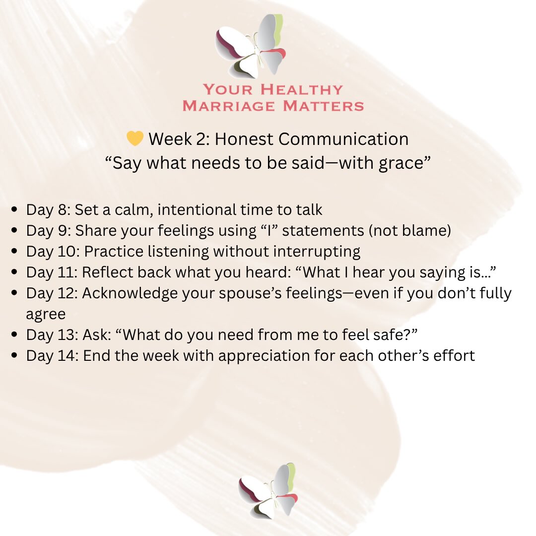 Week Two of our Forgiveness Challenge for Couples. Take one step each day toward healing, freedom, and a stronger, healthier marriage.
Let’s grow together. 🌱
#ForgivenessChallenge #MarriageHealing #StrongerTogether #YHMM
