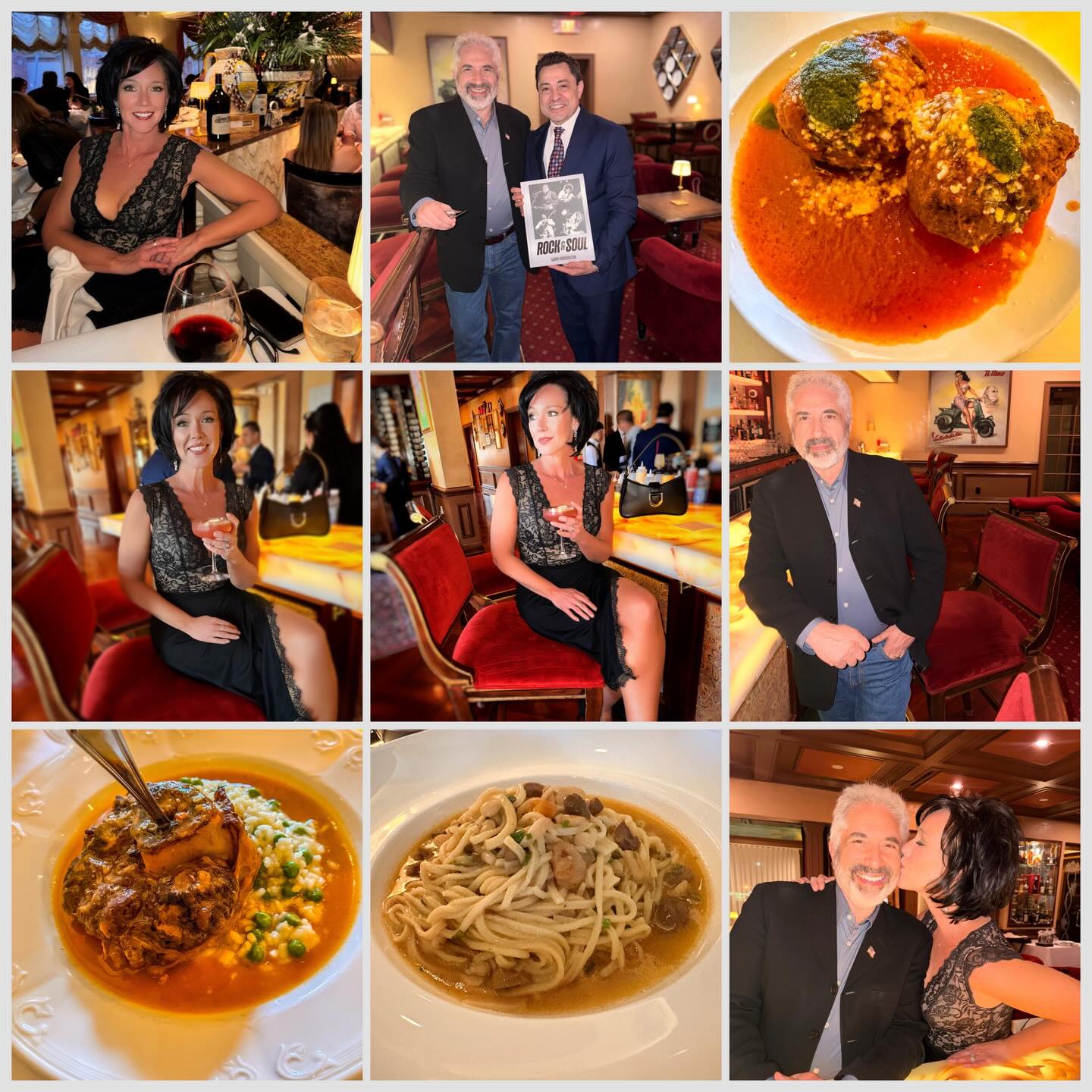 Special date night at our favorite NJ restaurant, Il Capriccio Restaurant.
My first time having Osso Bucco!
Starting off with flying meatballs.
Shelly had the Linquine Fresche Terra Mia.)
Signed a Rock & Soul for Sal who
Always treats us like family!
Always the best dining experience
Barry Morgenstein and Shelly Morgenstein
