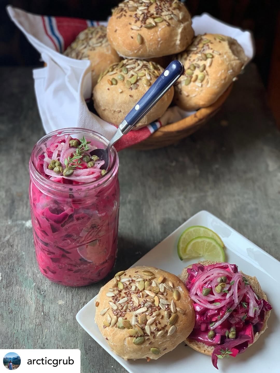@arcticgrub’s Norwegian beet salad!!
•••
Happy Palm Sunday, friends!
For Norwegians, this week marks the beginning of something truly special, not just spiritually, but culinarily.
While the rest of the world debates what to make for Easter dinner, we Norwegians have long known that Easter brunch is where it’s really at.
The påskefrokost (our Easter brunch) is, in many ways, the heart of the Norwegian Easter celebration.
It’s a sprawling, glorious smorgasbord of breads and knekkebrød, smoked salmon, boiled eggs, pâté, beet salads, cheeses, and jar after jar of pickled herring, enjoyed slowly around a table full of people you love.
Sometimes indoors, sometimes outside if the spring sun cooperates.
Always with good coffee and with more food than you think you need, and somehow never enough!
Growing up, this was Easter to me. Not a roast or a centerpiece dish, but with a table that went on forever, where you’d pile open-faced sandwiches high and linger for hours.
Today I’m sharing a recipe that belongs on that table: a plant-based Norwegian Beet and «Herring» Salad. Yes, it tastes like the real thing, maybe even better.
Thinly sliced eggplant, marinated in citrus and spices, steps in for the herring beautifully, and paired with roasted beets, green apple, cornichons, capers, and a creamy Dijon dressing, it has all the acid, salt, and sweetness a proper silde salat needs.
This one is inspired by the pickled herring my mom made when I was growing up, as well as the sweet mustard herring I fell in love with during my time at the restaurant Aquavit in Manhattan. The beet twist is key - the color alone is worth it!
Pile it generously on any of the whole-grain Norwegian breads you’ll find on my blog (recipe link in bio). 🌿🇳🇴
#norwegianeasterfood #plantbasedrecipes #norvegan #arcticgrub #veganherring