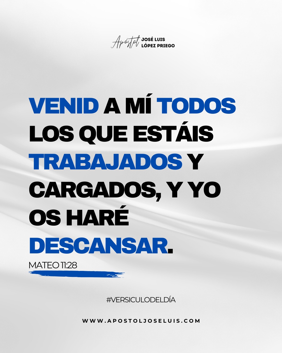 🌟 "Venid a mí todos los que estáis trabajados y cargados, y yo os haré descansar." - Mateo 11:28 🙏✨ ¡Deja tus cargas y encuentra paz en Su amor! 🤍👉 Únete a nosotros y descubre el descanso que solo Él puede ofrecer.
Mensajes, Enseñanzas y más en
>> www.apostoljoseluis.com <<
#apostoljoseluis #bendiciones #god #Dios #gospel #evangelio #cristianos #yosoyngi #ngiglobal #sanidad #perdon #blogcristiano #enseñanza #mexico #familia #generaciones #palabradedios #vision #ApostolJLLP #FeEnDios #TransformaciónDivina #NuevaVida #avivamiento2026