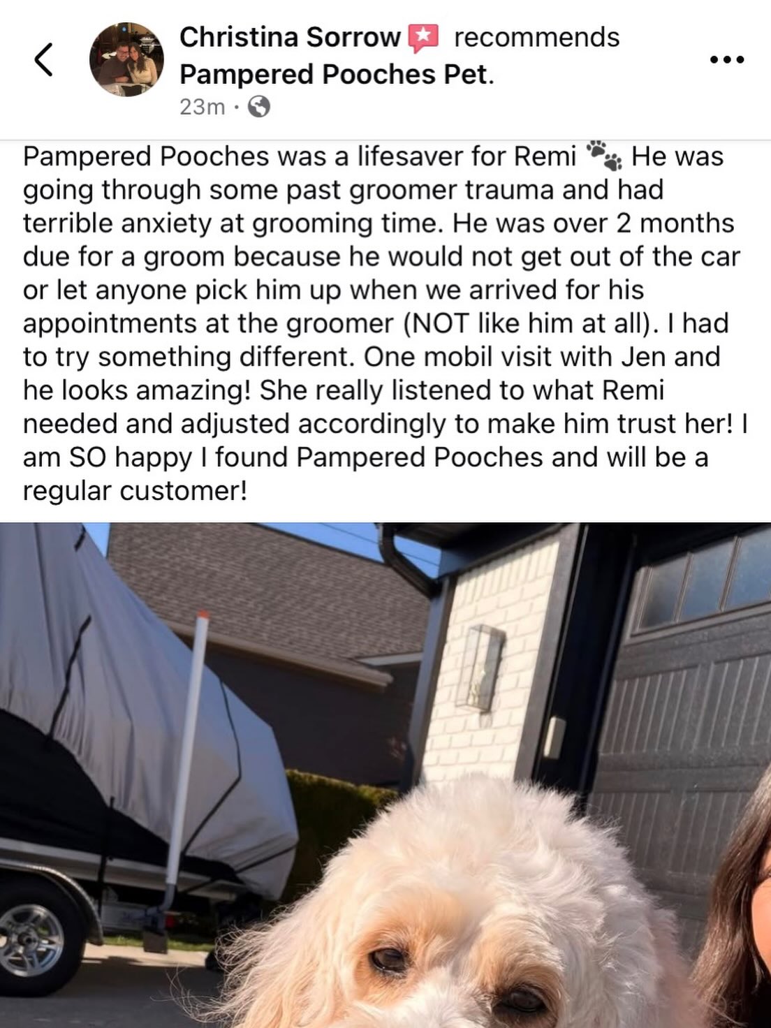 We are so happy Remi is happy! 😊 He was sleeping in my hands by the end of his session! 🥰 #fyp #love #patience #dog #hair