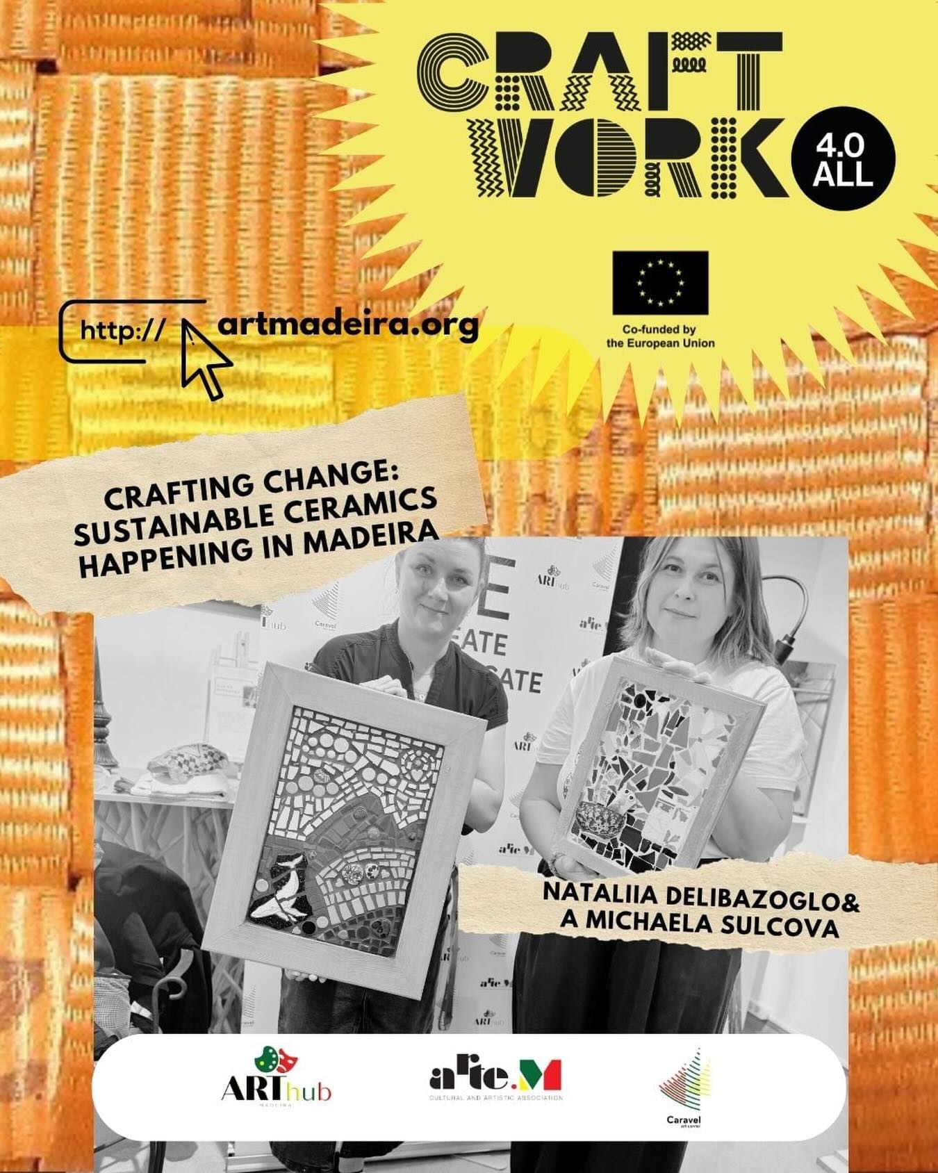 A new article is now live on our blog ✨
Madeira Viva – Sustainable Mosaic, Madeira Island
In this craft happening, developed within the CraftWork4All @craftwork4all project, we explore collaboration between crafters, co-creation with participants, and how sustainable mosaic becomes both a technique and a process.
Working with broken ceramics, learning through hands-on practice, and discovering how craft can support expression, skills, and connection 💚
With Nataliia Delibazoglo (Portugal) @natalysecretplace and Michaela Sulcova (Czechia) @mishka.art.design and the voices of participants at the center of the experience.
👉 Read the full article and step inside the process
#CraftWork4All #MadeiraViva #SustainableMosaic #artemassociation #creativeeurope
