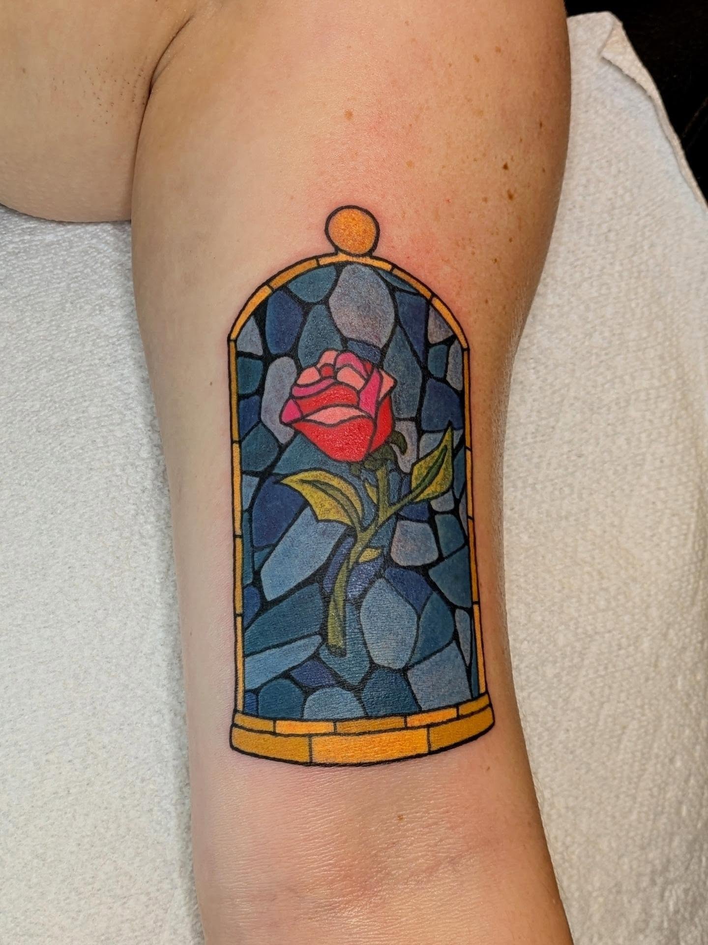 Beauty and the beast stain glass piece by Tyler