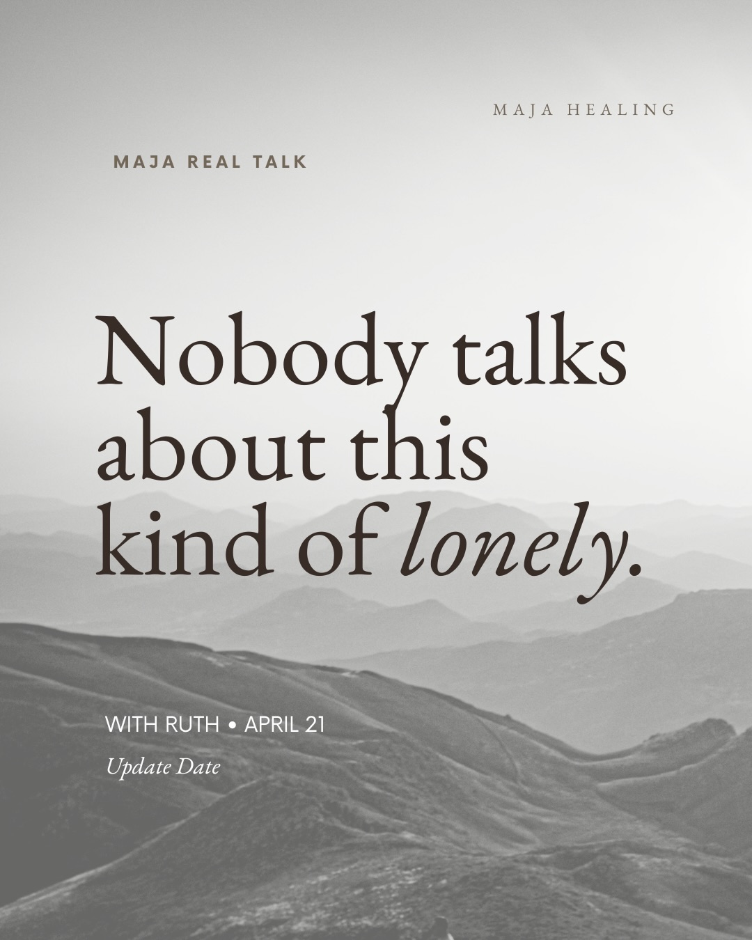 Feeling lonely in your 20s is more common than anyone talks about and it has less to do with how your life looks than you think.
Nobody talks about this kind of lonely. The particular ache of being in motion, meeting new people, building something and still feeling unseen.
Last month, someone in our Real Talk said it out loud. The whole room recognised it instantly. So we listened, and we are bringing this into the room.
Real Talk is a counsellor guided space for honest conversations about loneliness in a world that stays connected. To talk, to listen, or simply to be present. Led by Ruth, counsellor at Maja Healing.
Open to young adults aged 19 to 30. By donation. 6 slots only.
Now taking place on Monday, 21 April
6.00 to 7.30 PM
Maja Healing Center
Register via link in bio.