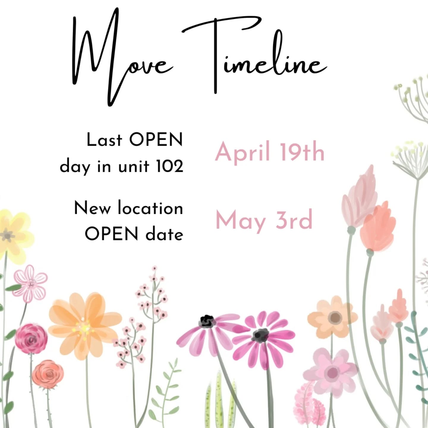 ✨ It's getting real! Shop spring and pick up your body and skin care until April 19th.
🗓️ May 3rd is my goal to be fully open at the new location but it could be sooner 😎
Thank you everyone for your support during this transition!