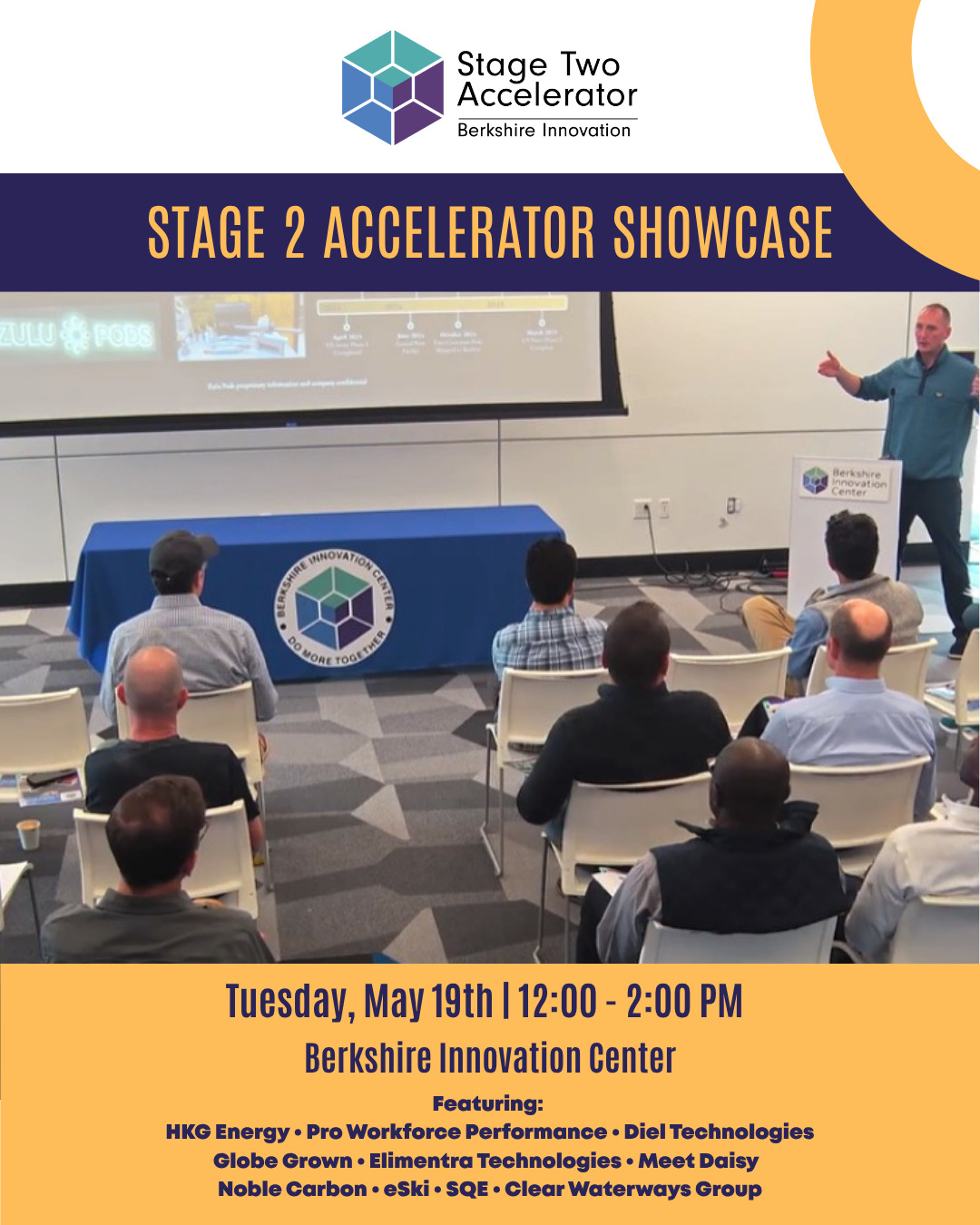 Join us for our Stage 2 Accelerator Showcase at the BIC on Tuesday, May 19th from 12ā2 PM!
This Lunch & Learn event is a convening of the BICās Entrepreneurial Ecosystem and will feature short presentations from Stage 2 Accelerator firms from our current cohort, as well as program alumni that are rising up the ranks. Whether you're a serial entrepreneur, investor, local business owner, aspiring founder, or simply curious about how startups are being supported by the BIC, join us to connect, learn, and be inspired by the people building the future of innovation right here in Berkshire County.
This event is free and lunch will be served. Registration is required.
Featuring:
HKG Energy ⢠Pro Workforce Performance ⢠Diel TechnologiesāØGlobe Grown ⢠Elimentra Technologies ⢠Meet Daisy⨠Noble Carbon ⢠eSki ⢠SQE ⢠Clear Waterways Group
Learn more & register - See Link in Bio