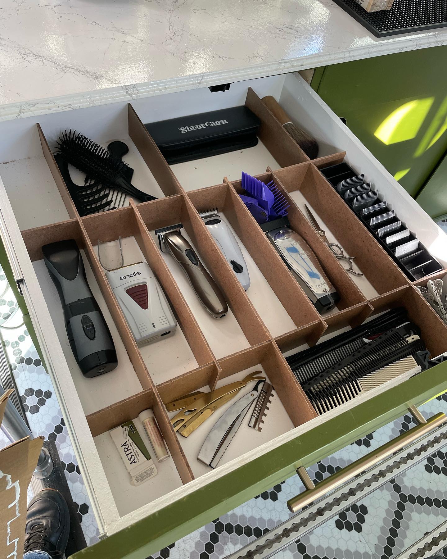 The benefit of custom building everything myself is that I can add options precisely catered to my needs. Here I created some satisfying drawer dividers for my tools and then added some nice padding to keep them protected while I am driving and bouncing around.
Things are almost there!
#skoolie #conversion #mobile barber #barber #boston #diy