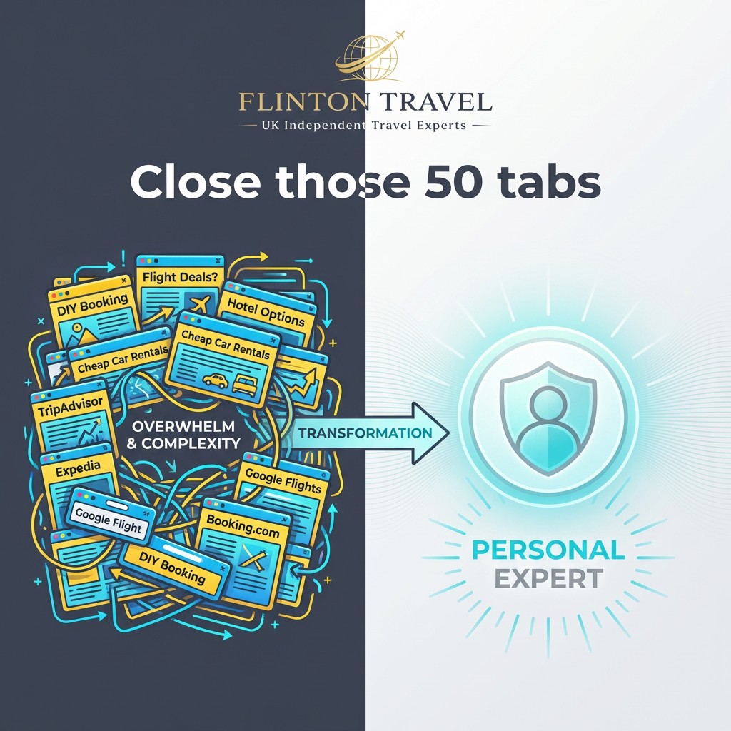 Close those 50 tabs. 😅 Holiday planning doesn't have to be stressful. Let our UK travel experts handle the research, deals, and details—so you can focus on the fun. From family holidays to luxury getaways, we create personalised trips tailored to your budget. ✈️
Ready to simplify your booking? Link in bio.
#FlintonTravel #HolidayPlanning #TravelExperts #PersonalisedHolidays #TravelDeals