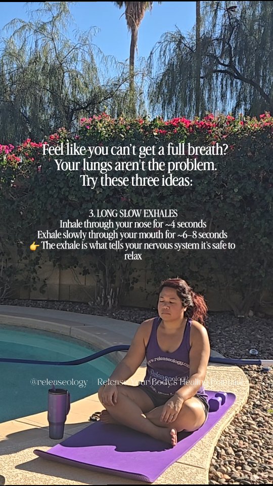 Your system is limiting how much expansion it allows.
You might notice:
⢠Sighing often
⢠Feeling like your breath is āstuckā
⢠Breathing mostly into your chest instead of your ribs
Try these 3 things:
1. Hands-on rib breathing
Place your hands on the sides of your ribs (not your chest).
As you inhale, gently push your ribs out into your hands.
As you exhale, feel them soften back in.
š Think āexpand sideways,ā not ālift up.ā
2. Stimulate your sense of smell (olfactory nerve)
Grab something with a noticeable scent (coffee, essential oils, citrus).
Take slow, gentle inhales through your nose.
š This helps wake up brain-body signaling and can improve breathing control.
3. Long slow exhales
Inhale through your nose for ~4 seconds
Exhale slowly through your mouth for ~6ā8 seconds
š The exhale is what tells your nervous system itās safe to relax
If you try one of these and it actually helpsā¦
thatās your nervous system saying āI like thisādo more of that.ā
If those didnāt work for you⦠that doesnāt mean nothing will. It just means your nervous system needs something more specific. I have a full library of exercises, and more importantlyāI know how to test what your body actually responds to. Comment BOOK NOW and weāll figure out exactly what your system needs